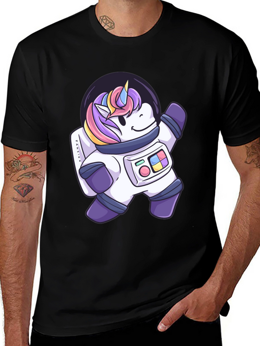 Astronaut Unicorn Graphic T-Shirt - Black