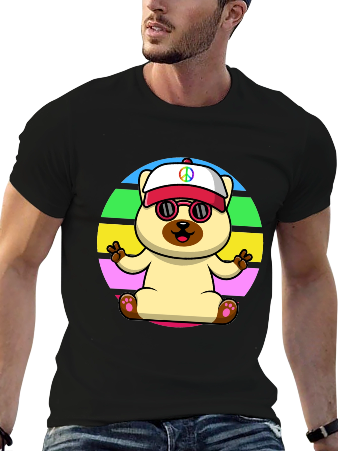 Peaceful Pup Graphic Tee - Retro Style