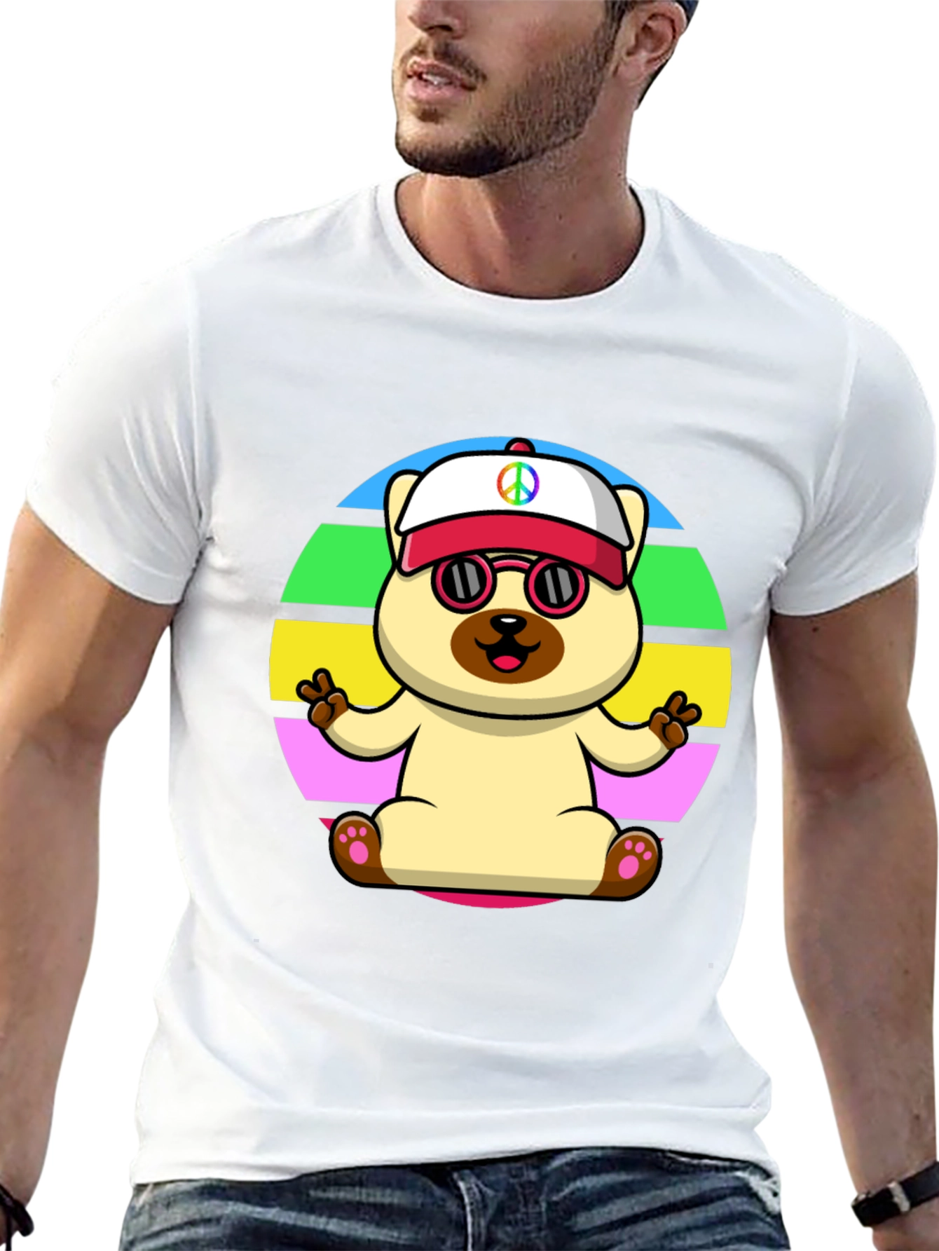Peaceful Pup Graphic Tee - Retro Style