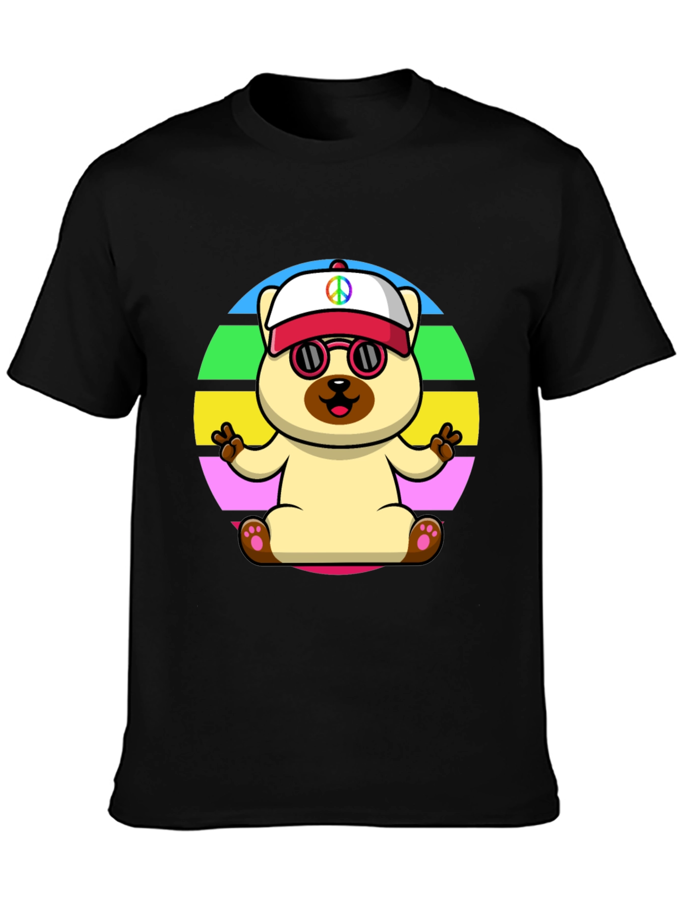 Peaceful Pup Graphic Tee - Retro Style