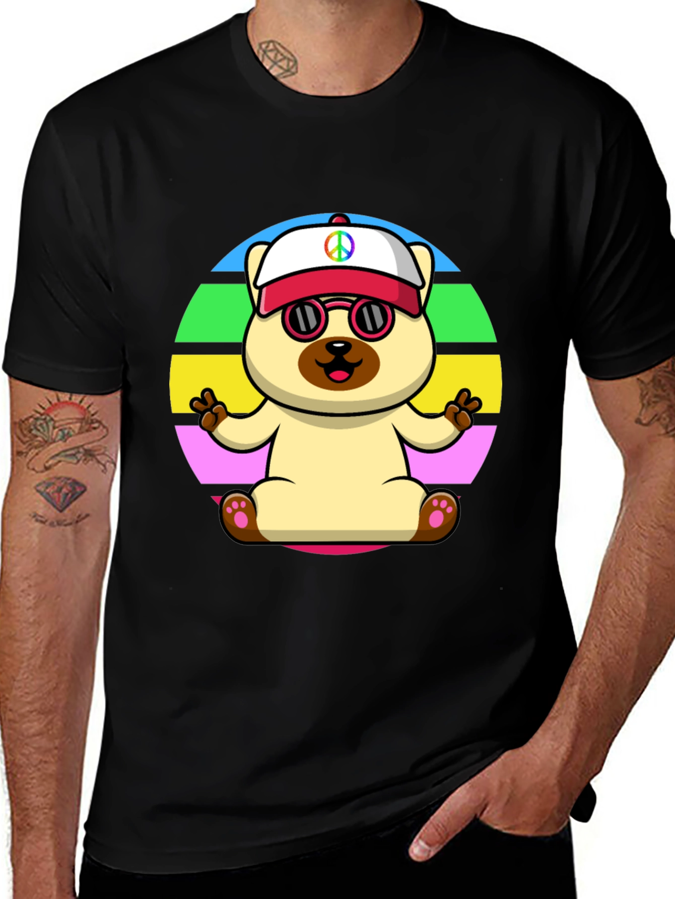 Peaceful Pup Graphic Tee - Retro Style