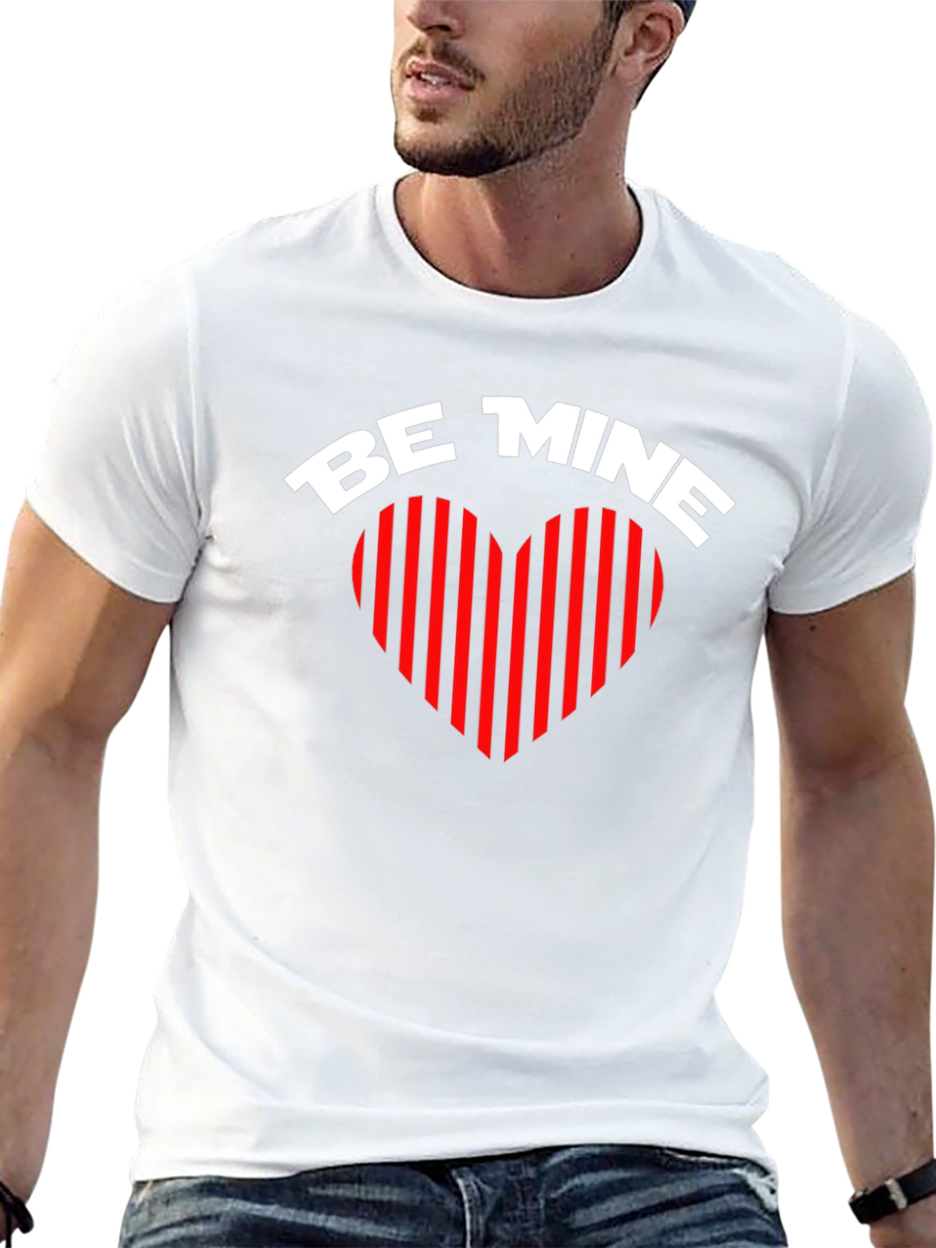 Be Mine Heart Striped Graphic Tee - Black