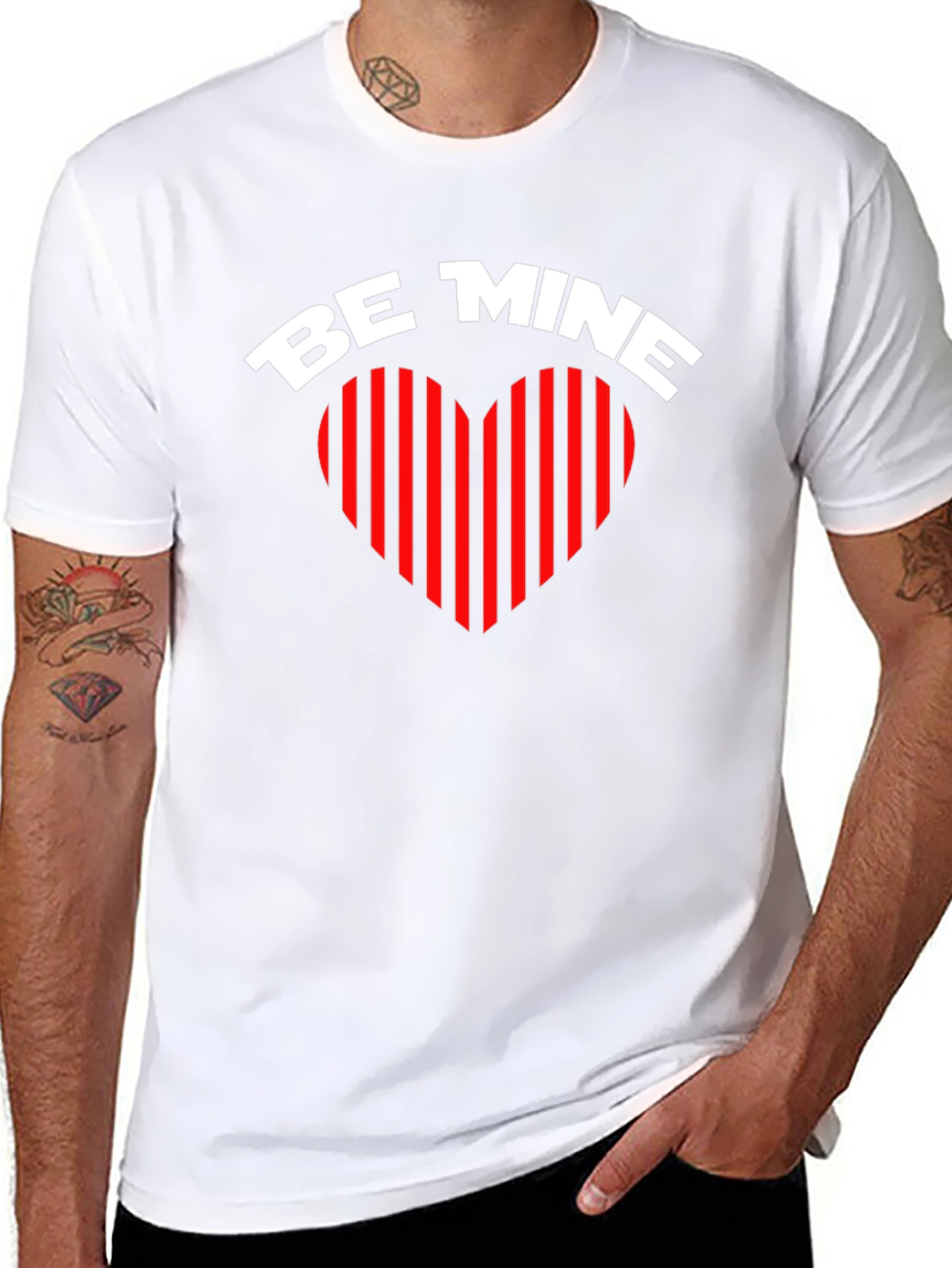 Be Mine Heart Striped Graphic Tee - Black
