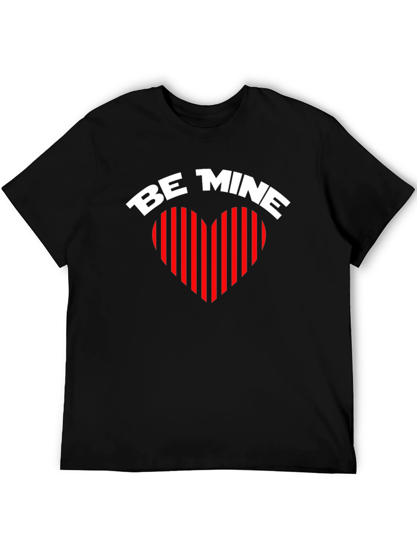 Be Mine Heart Striped Graphic Tee - Black