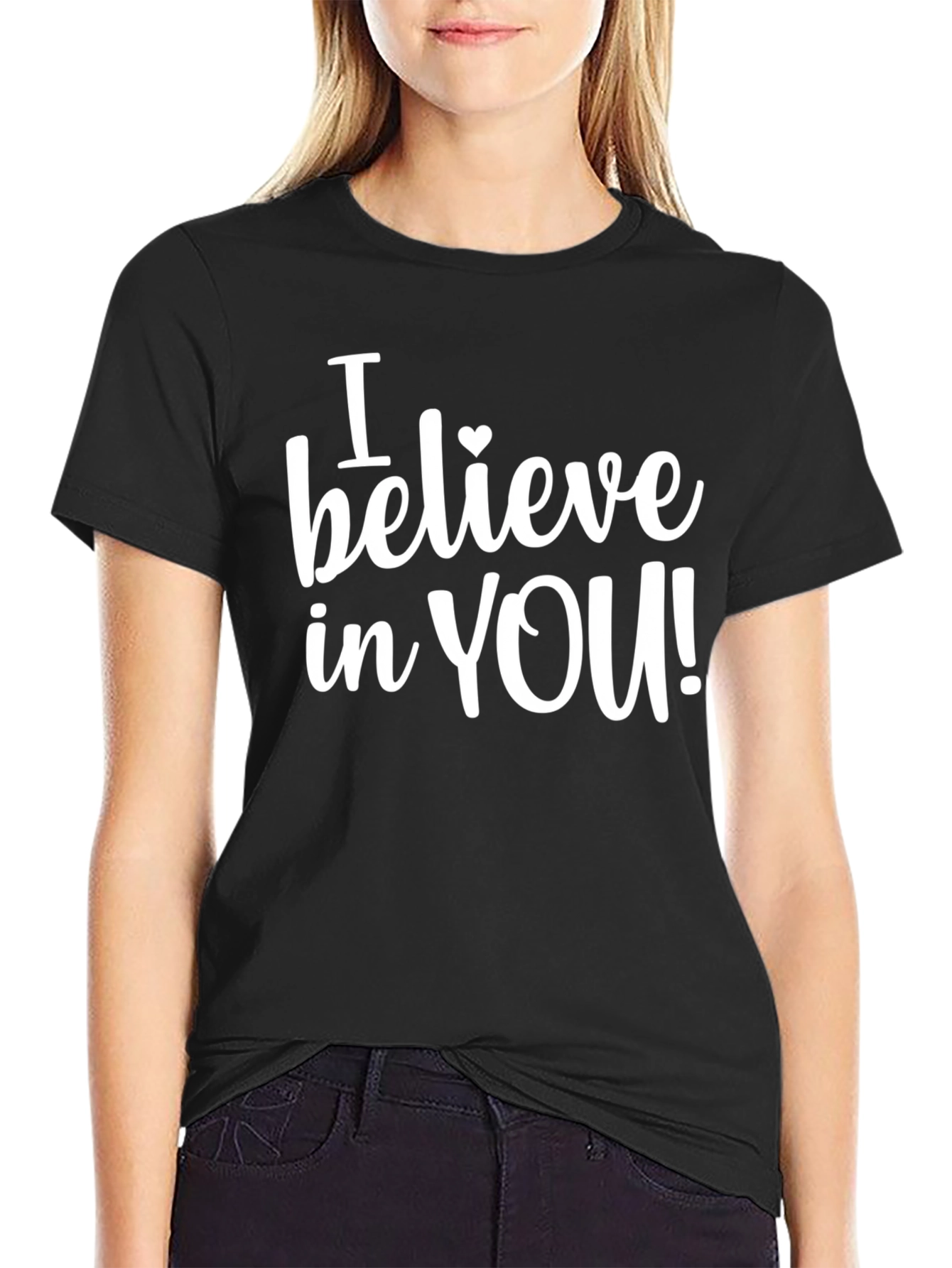 Believe in You Heart Graphic Black T-Shirt