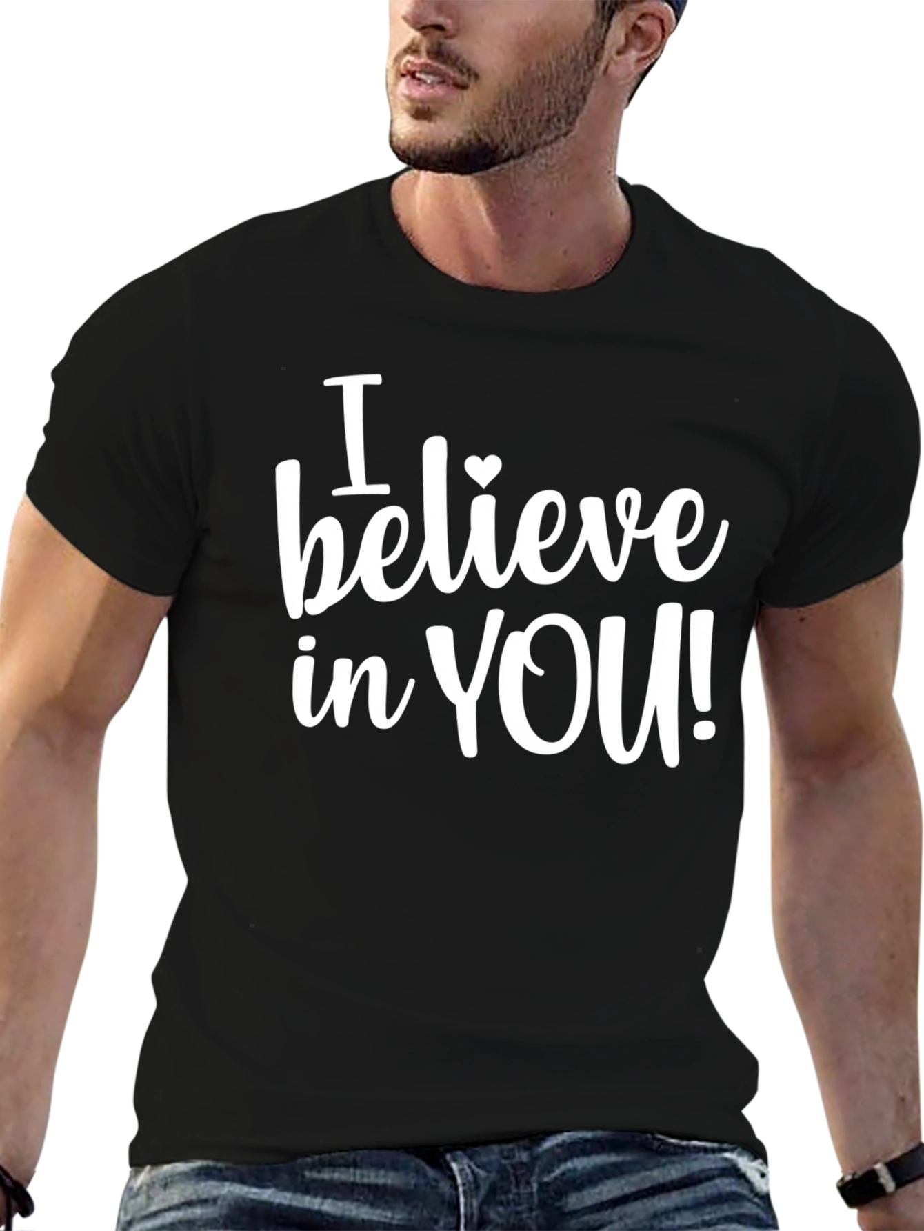 Believe in You Heart Graphic Black T-Shirt