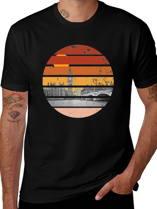 Retro London Sunset T-Shirt - Vintage Cityscape Tee