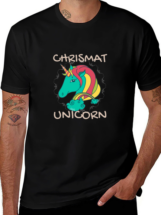 Chrismat Unicorn T-Shirt - Black Fun Design