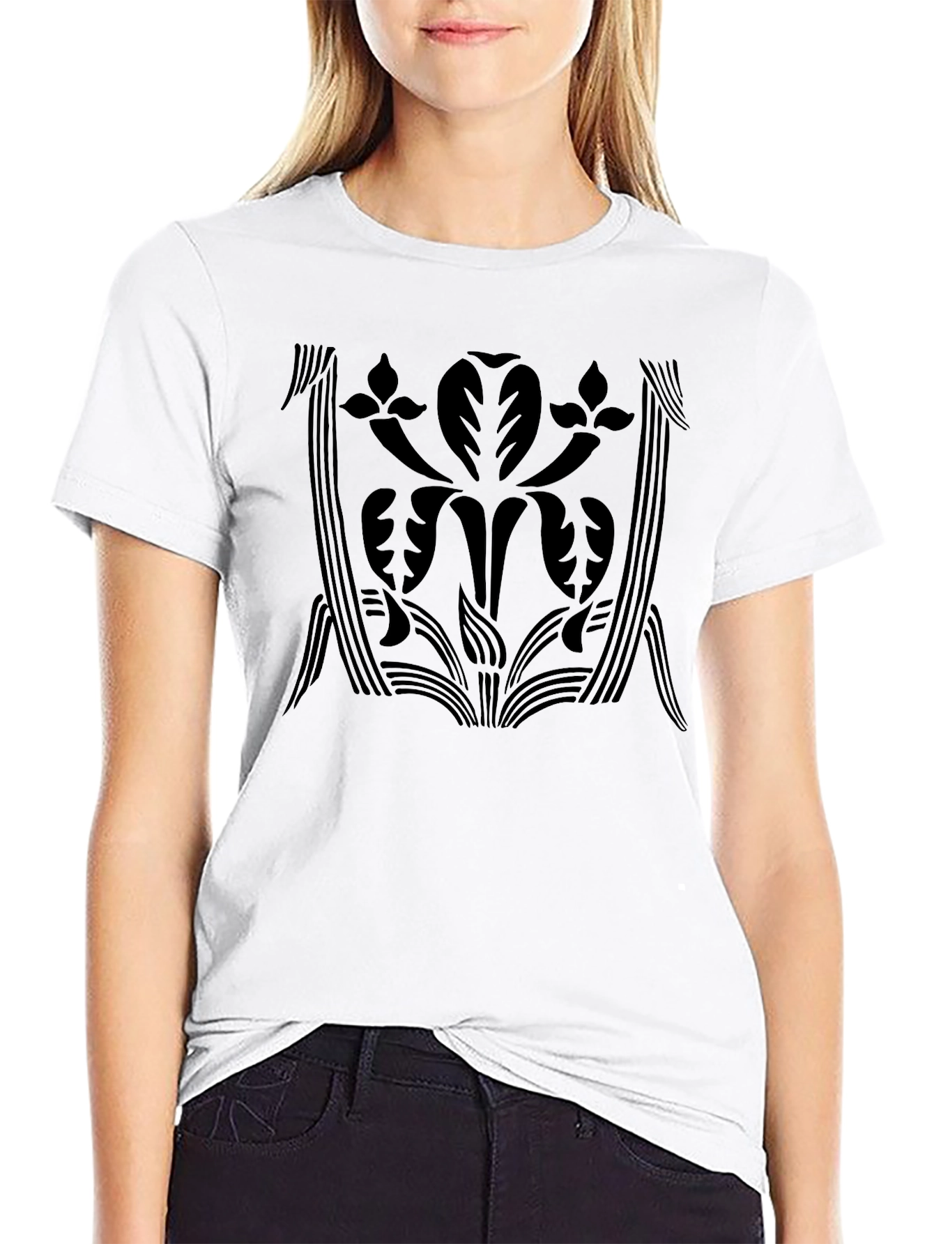 Elegant Black Floral Graphic T-Shirt