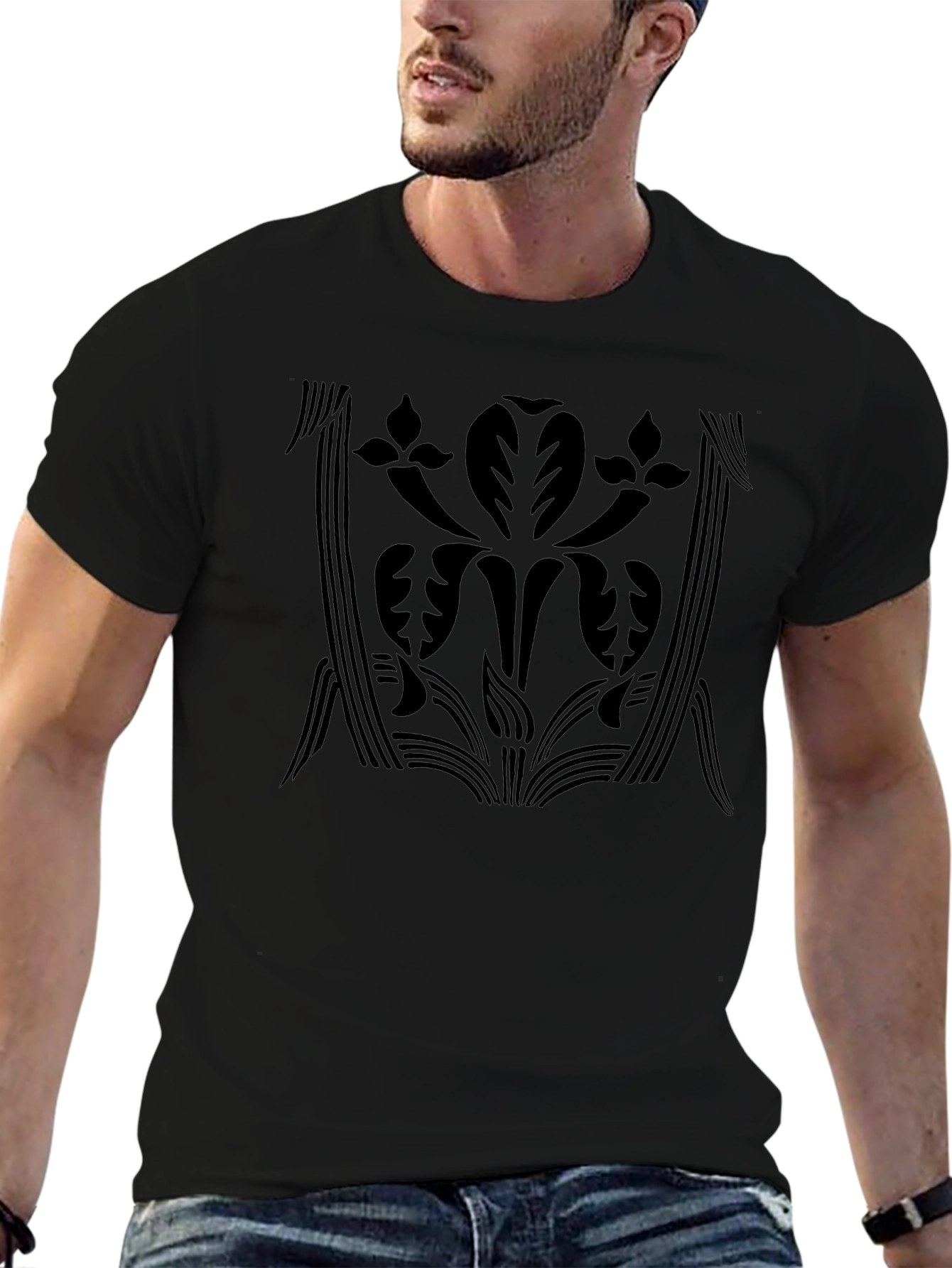 Elegant Black Floral Graphic T-Shirt