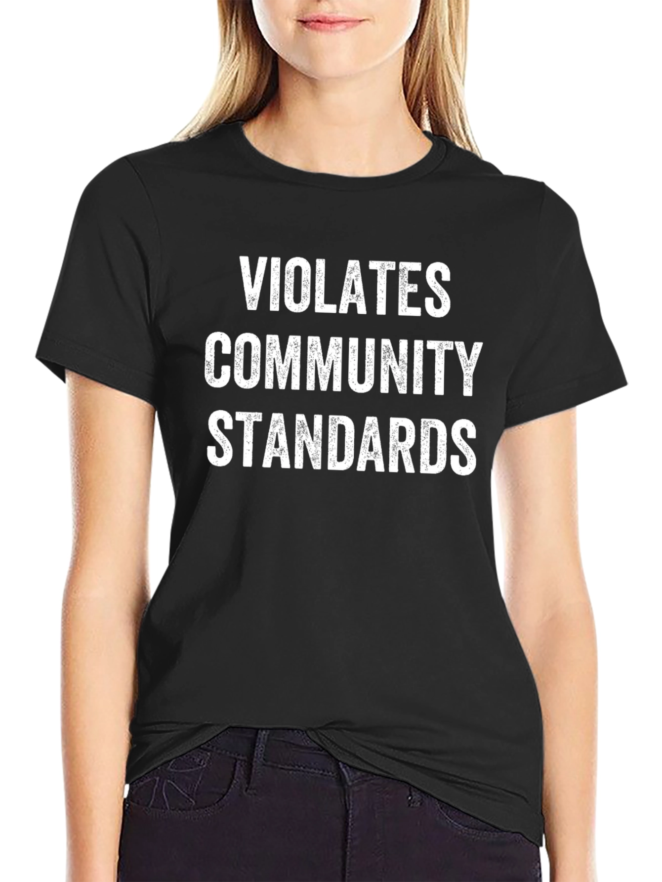 Violates Community Standards Black Graphic Tee