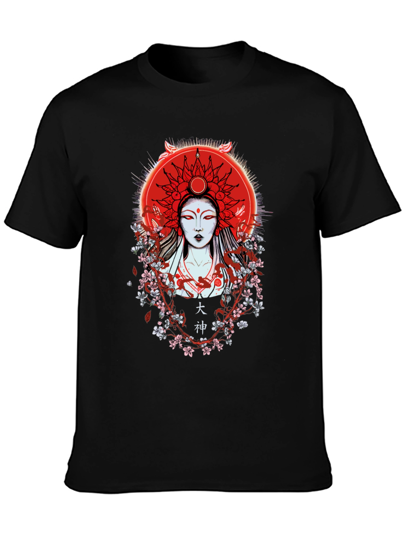 Japanese Goddess Graphic Tee - Red Sun