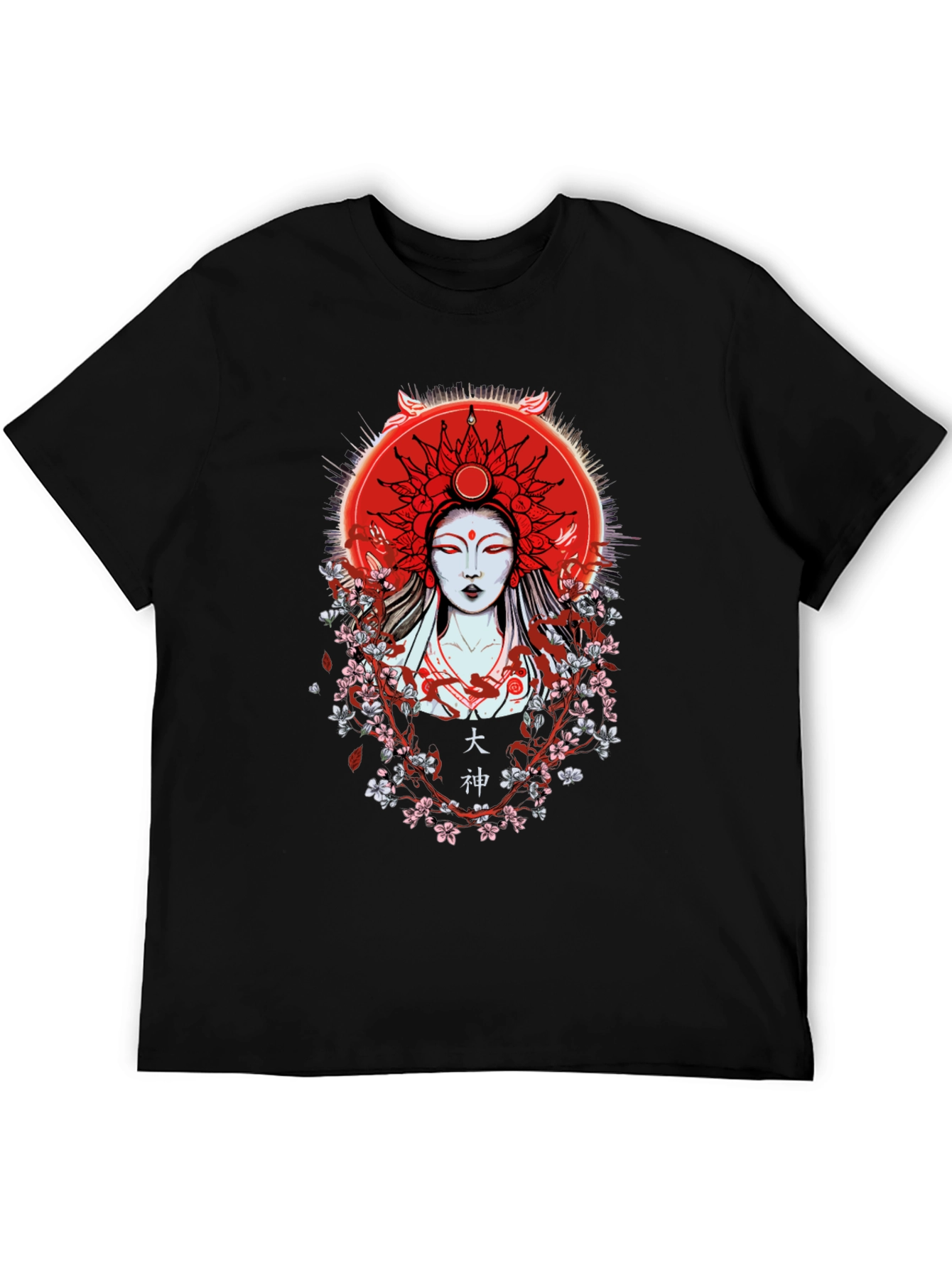 Japanese Goddess Graphic Tee - Red Sun