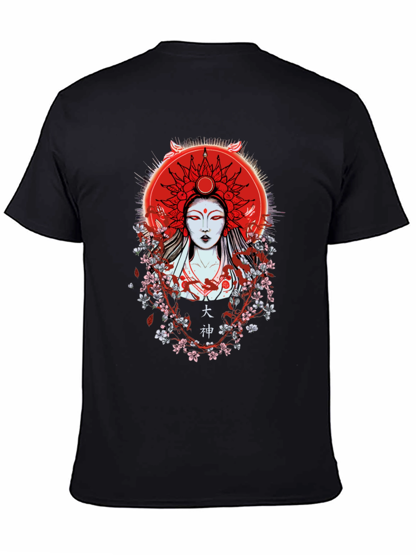 Japanese Goddess Graphic Tee - Red Sun