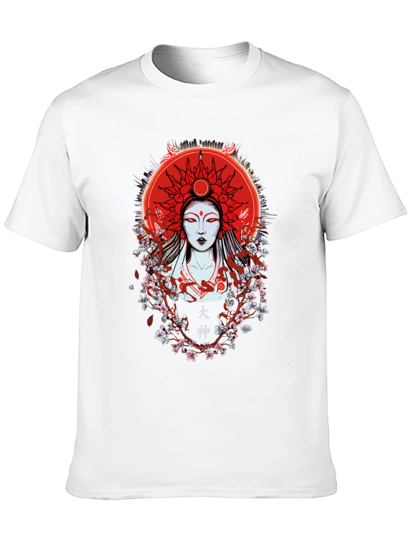 Japanese Goddess Graphic Tee - Red Sun