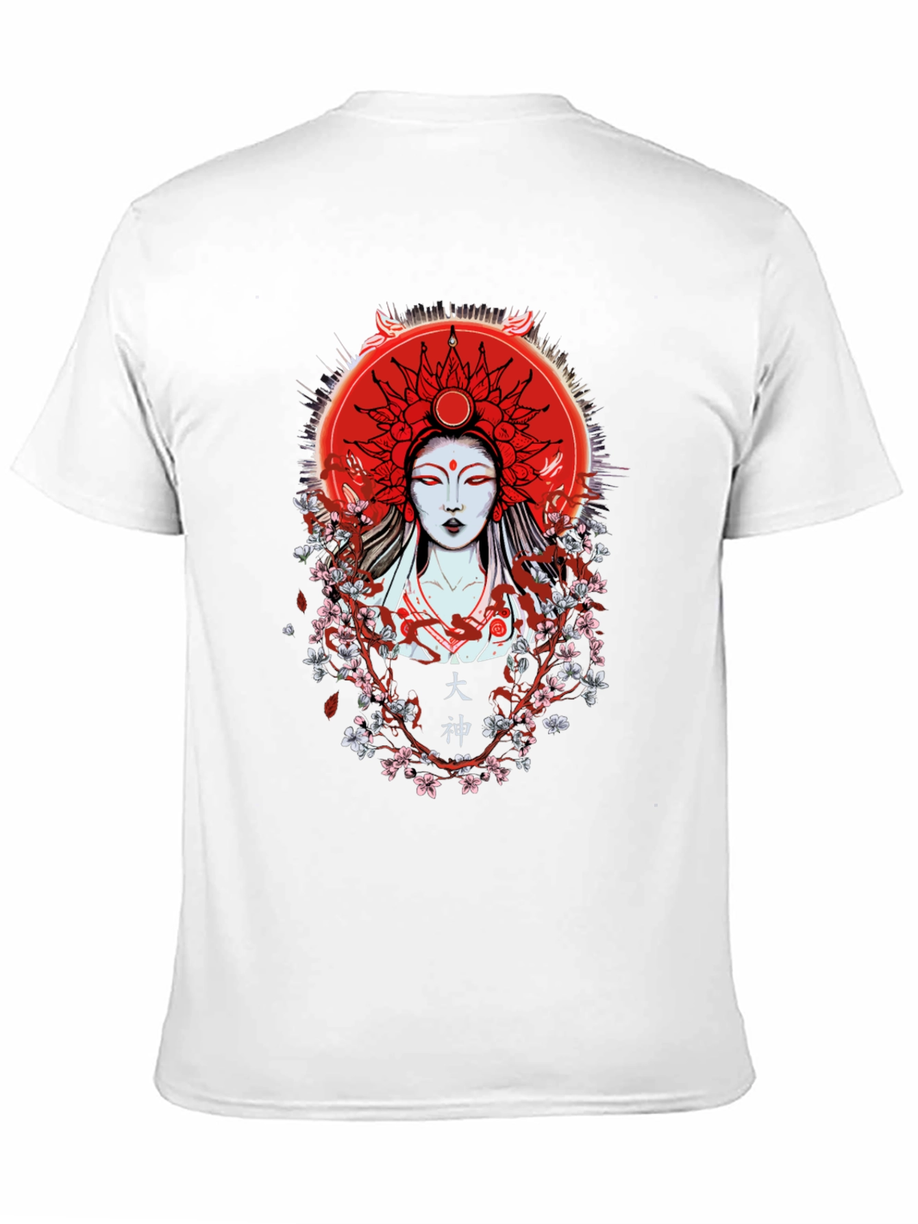 Japanese Goddess Graphic Tee - Red Sun