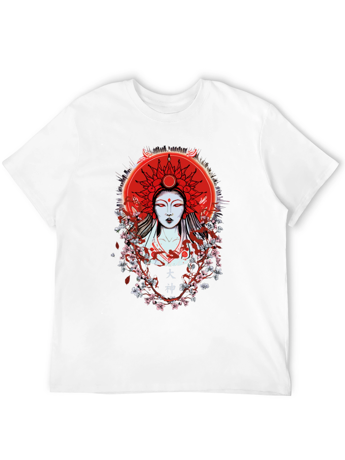 Japanese Goddess Graphic Tee - Red Sun