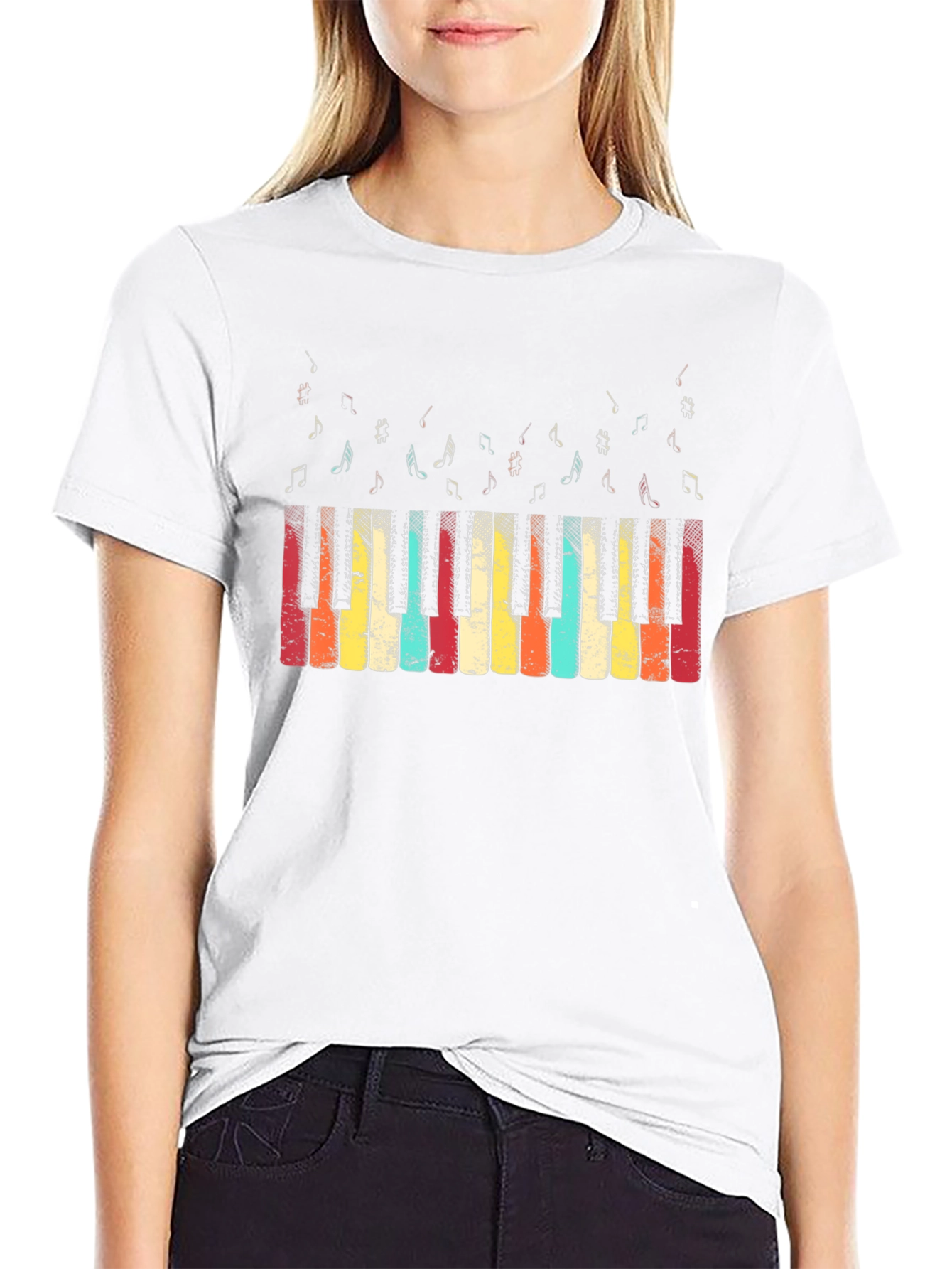 Retro Piano Keys Graphic Tee - Music Lover T-Shirt