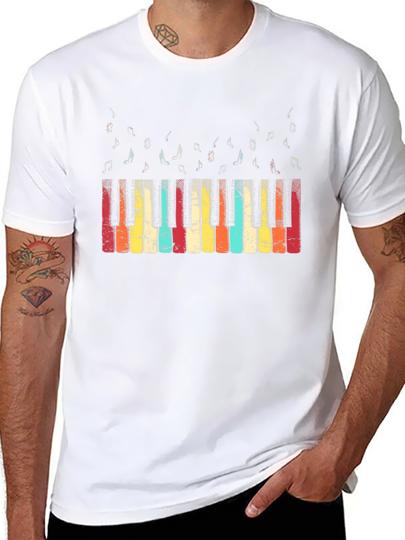 Retro Piano Keys Graphic Tee - Music Lover T-Shirt