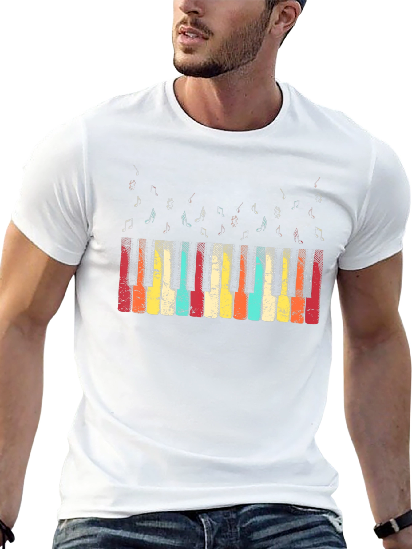 Retro Piano Keys Graphic Tee - Music Lover T-Shirt