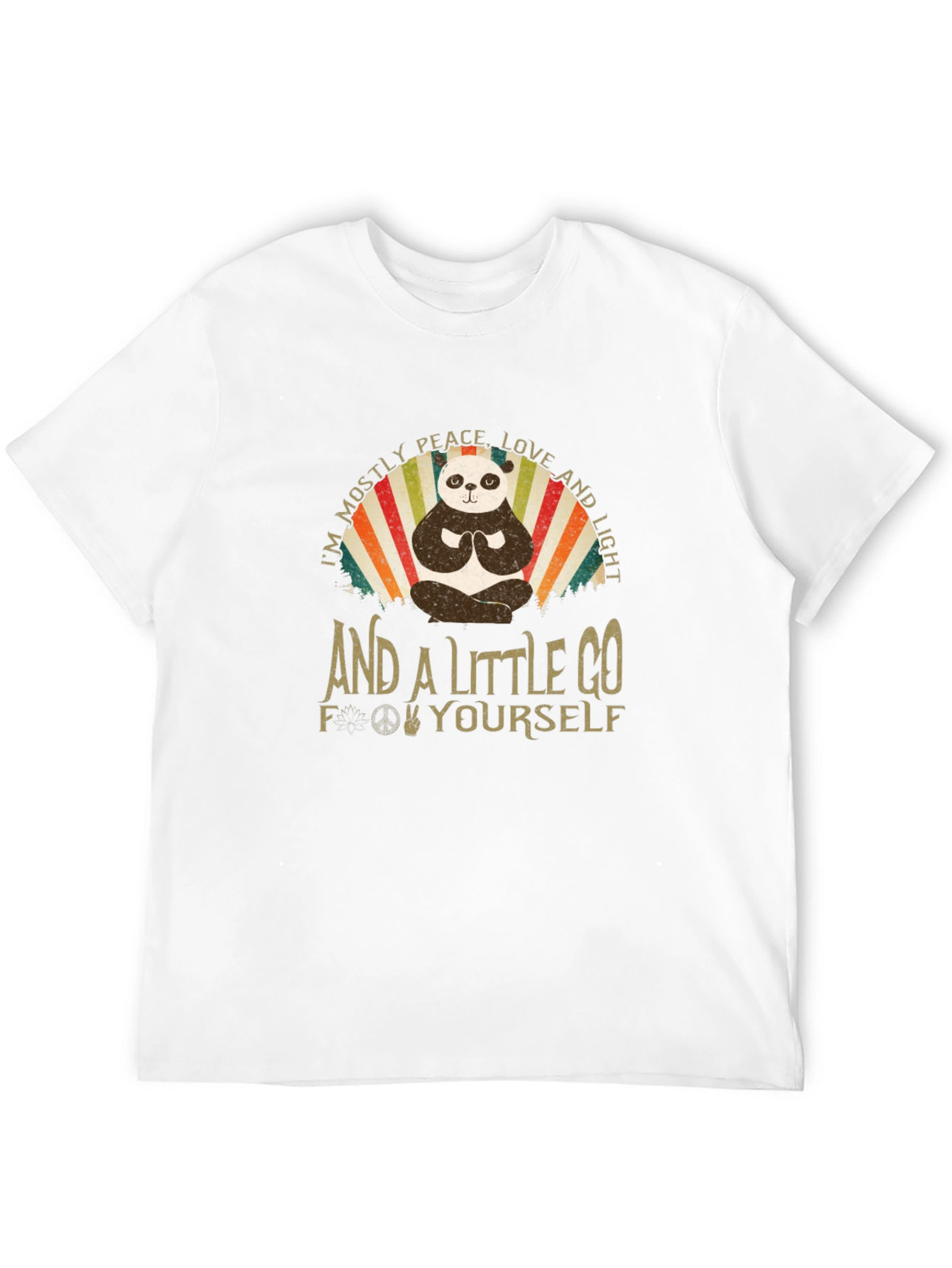 Peace Love and Light Panda Black T-Shirt