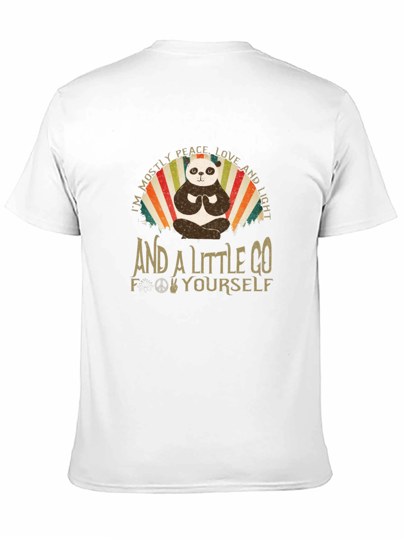 Peace Love and Light Panda Black T-Shirt