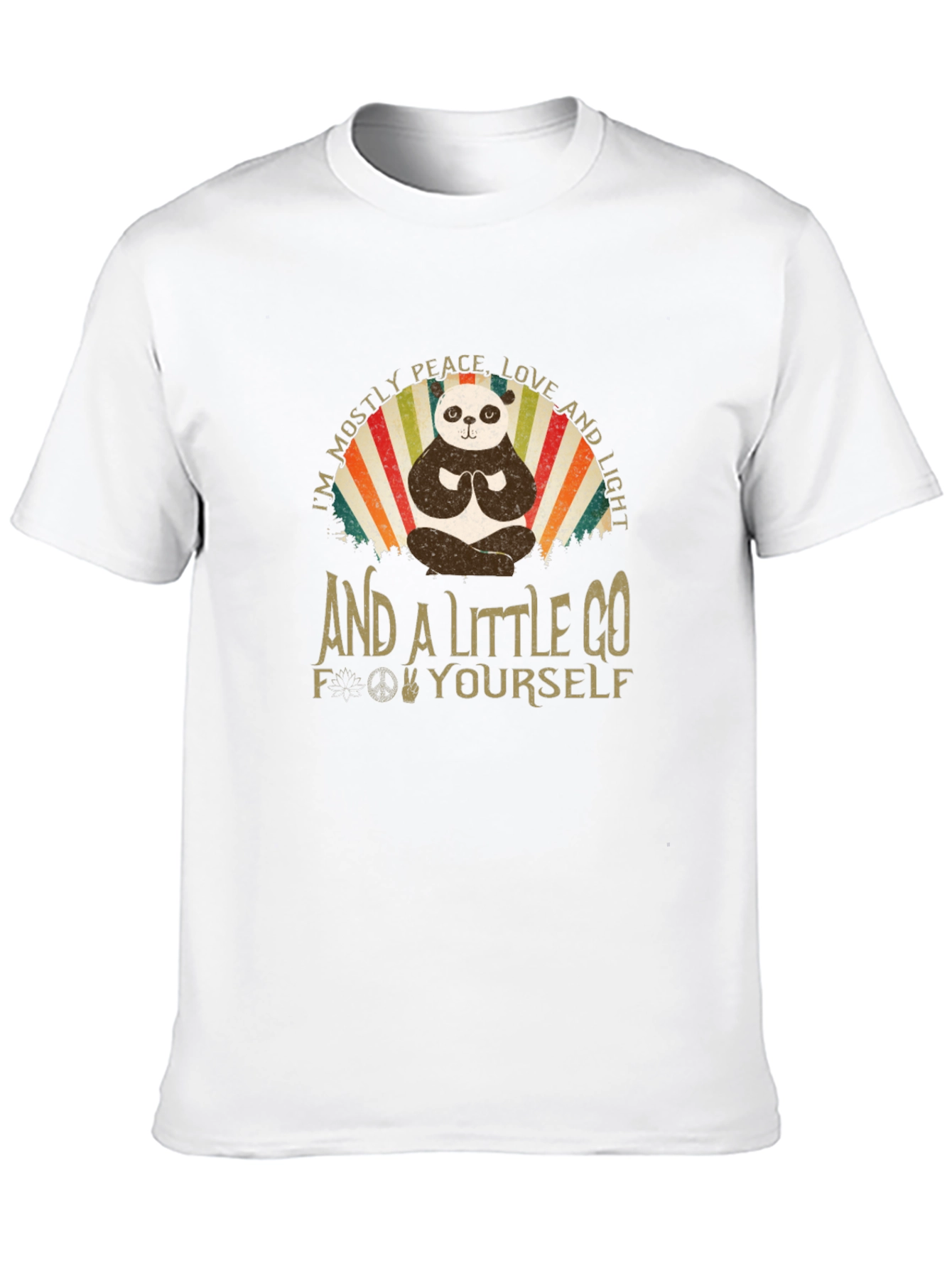 Peace Love and Light Panda Black T-Shirt