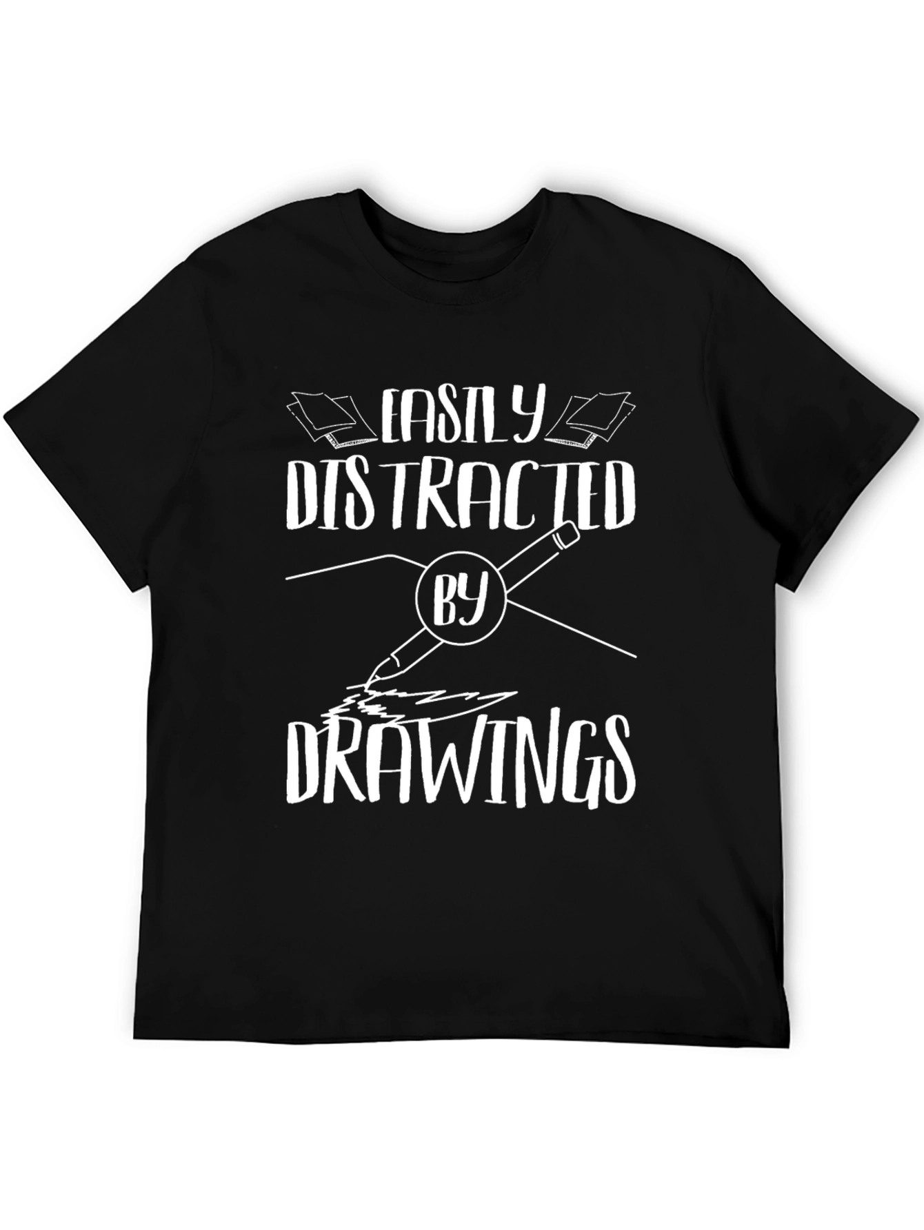 Easily Distracted By Drawings T-Shirt - Black