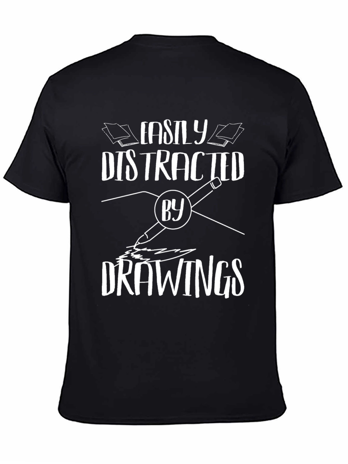 Easily Distracted By Drawings T-Shirt - Black