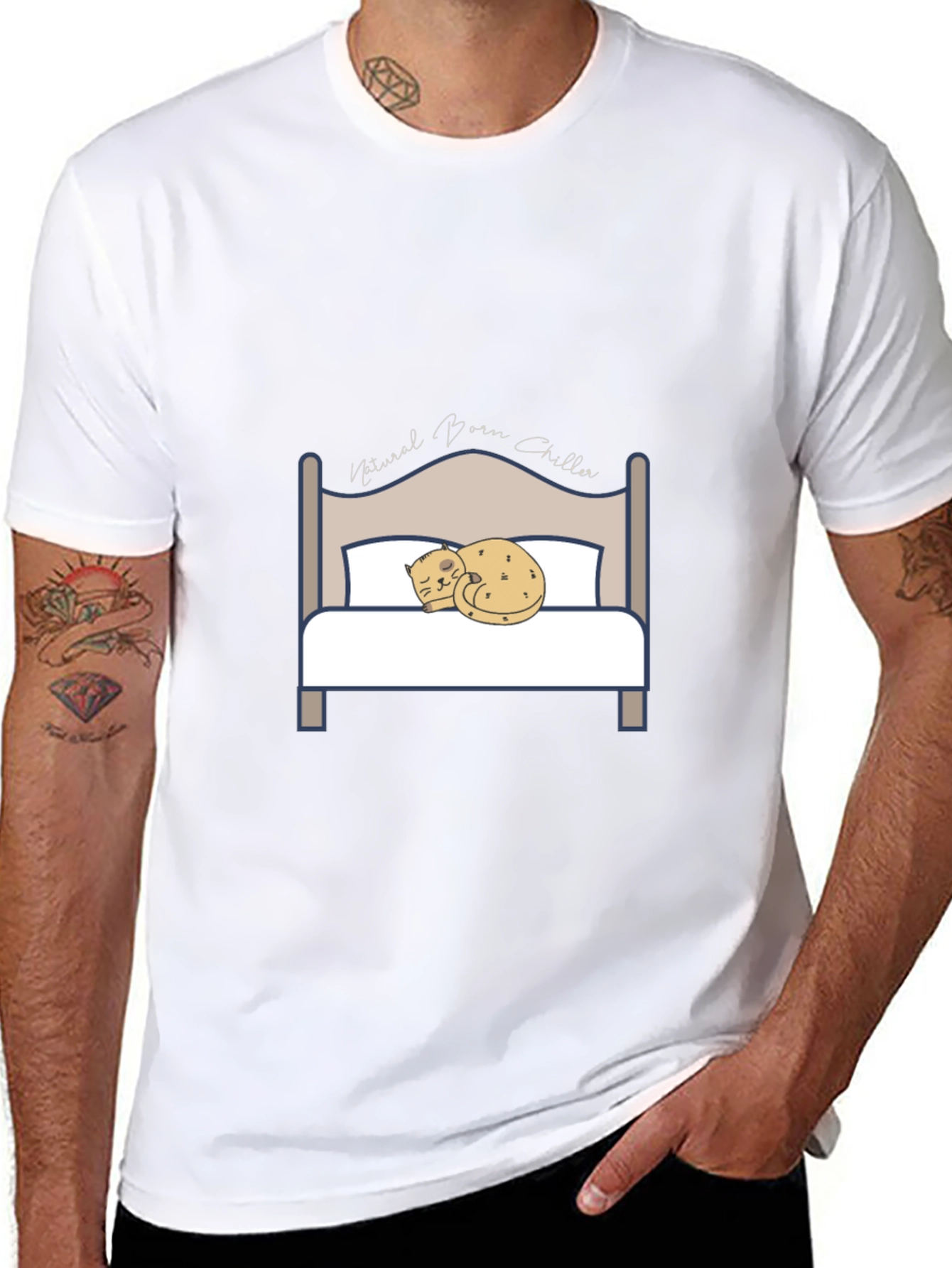Natural Born Chiller Cat Bed T-Shirt