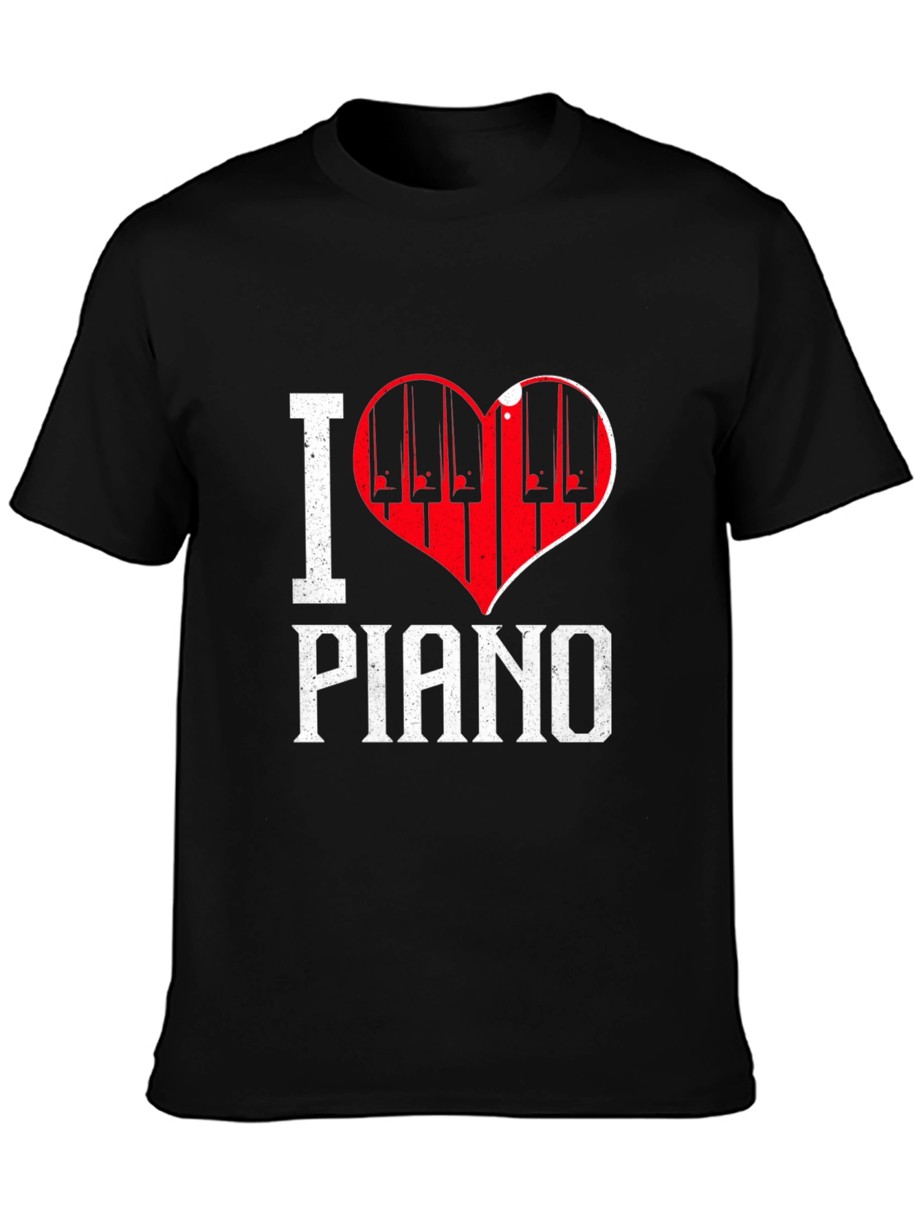 I Love Piano Black T-Shirt Music Lover Tee