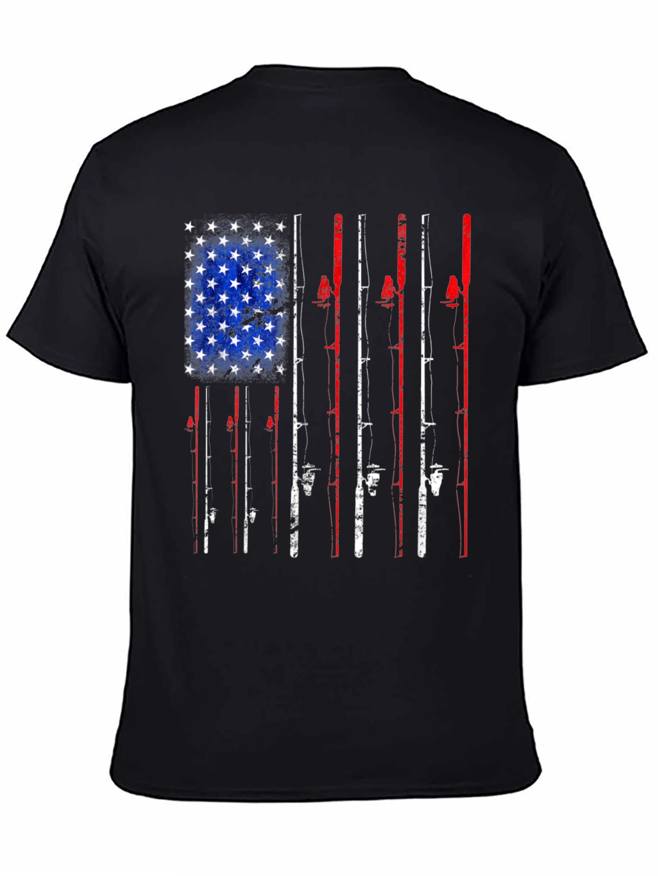 American Flag Fishing Rods Graphic T-Shirt