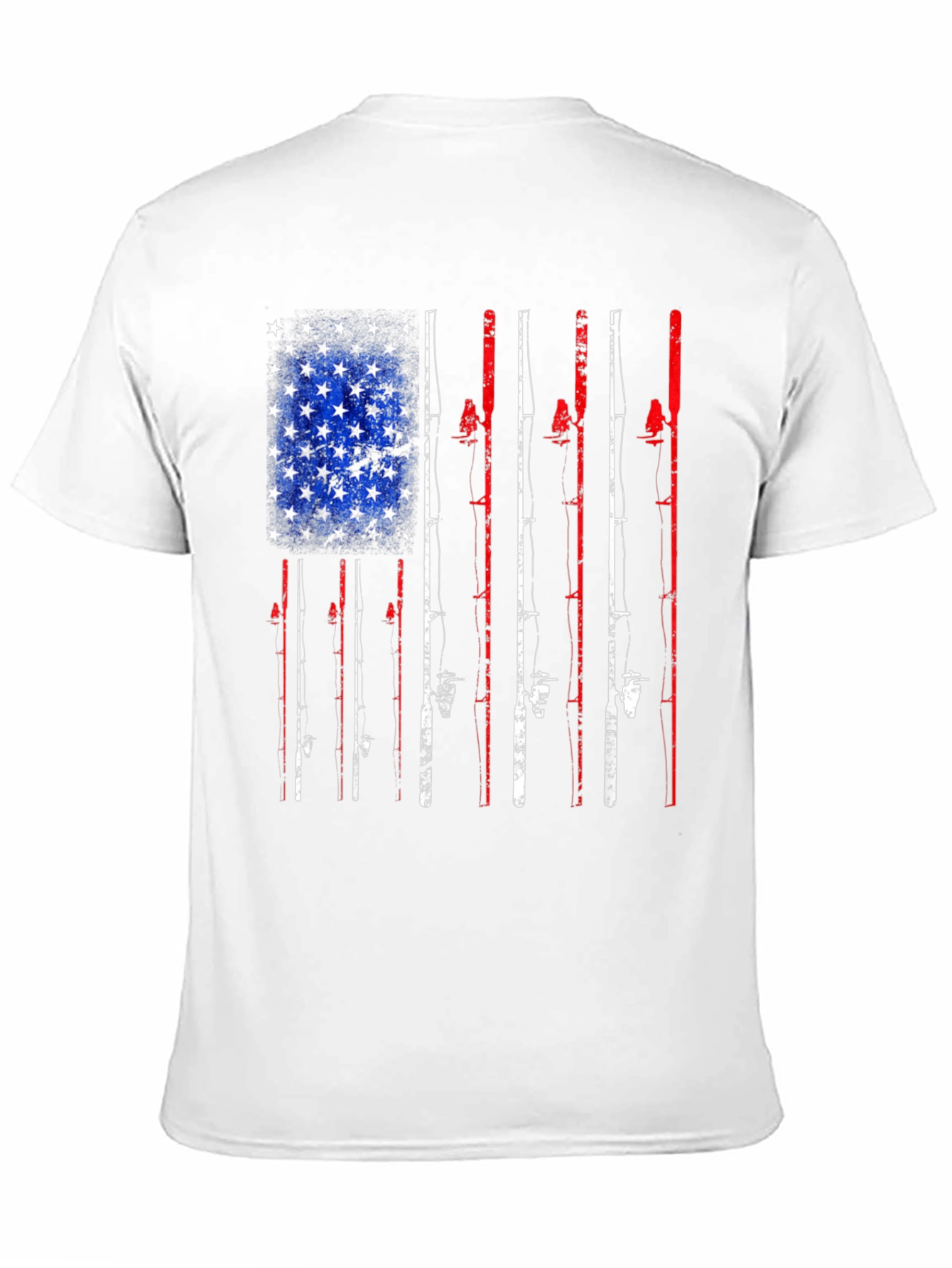 American Flag Fishing Rods Graphic T-Shirt