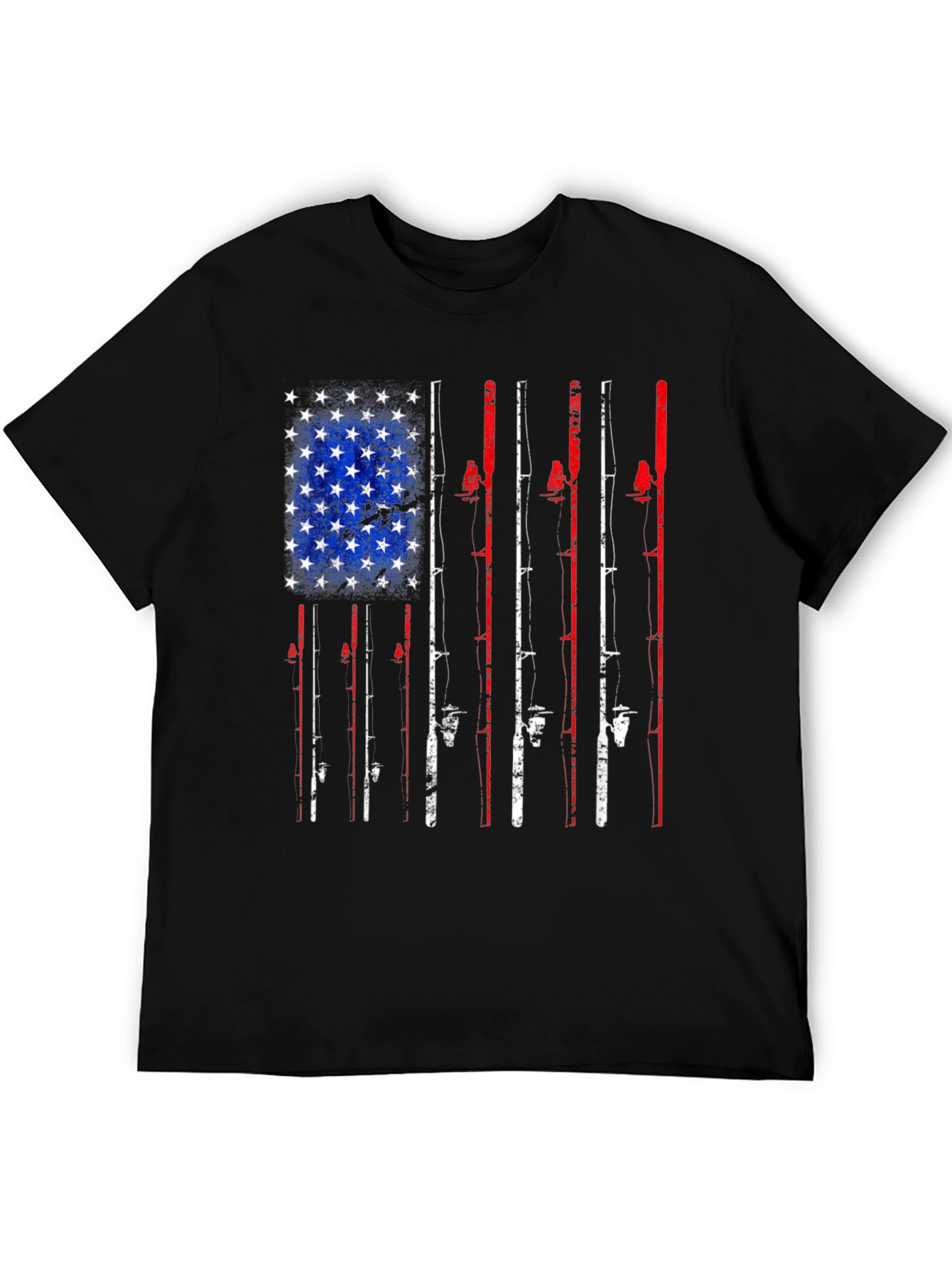American Flag Fishing Rods Graphic T-Shirt