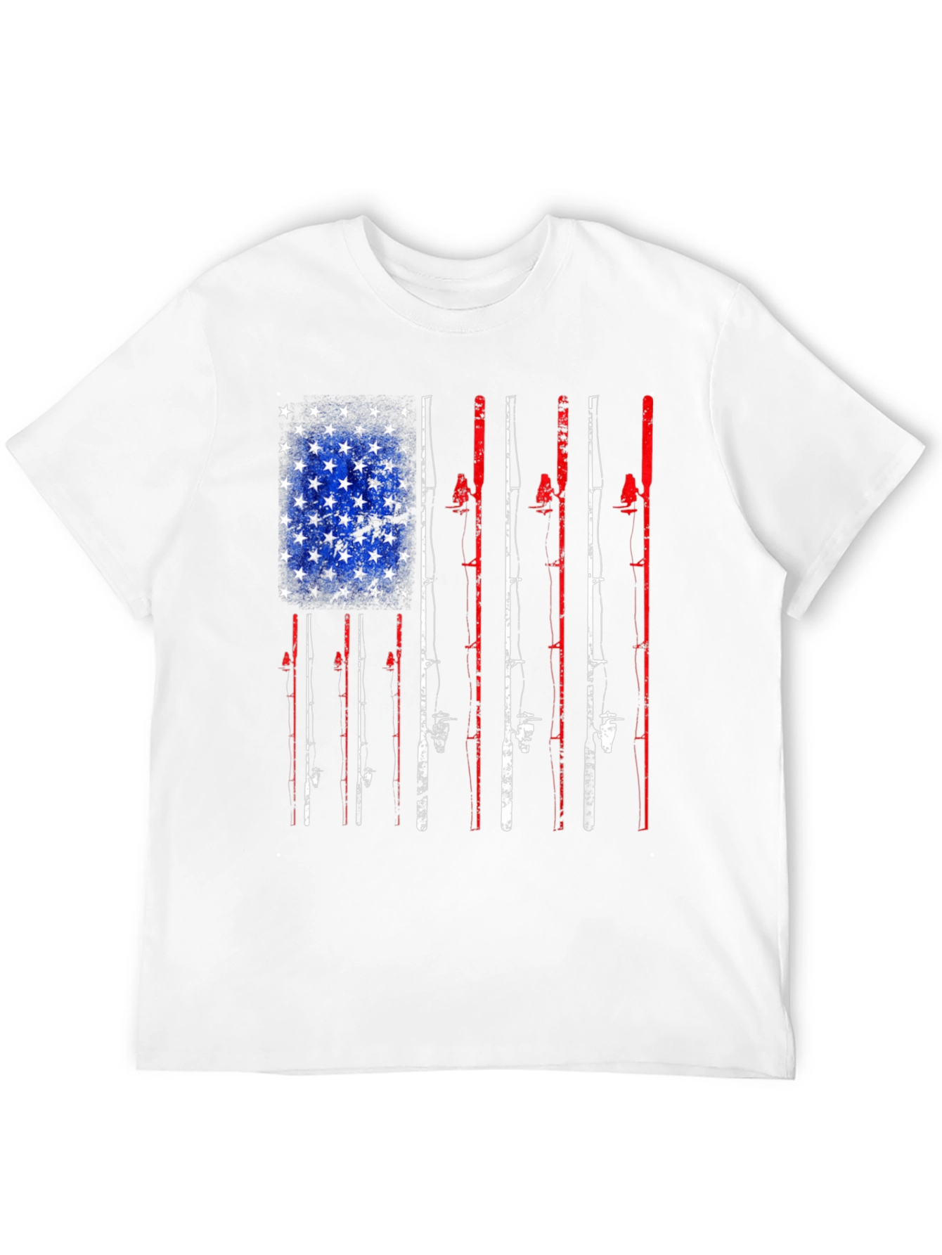American Flag Fishing Rods Graphic T-Shirt