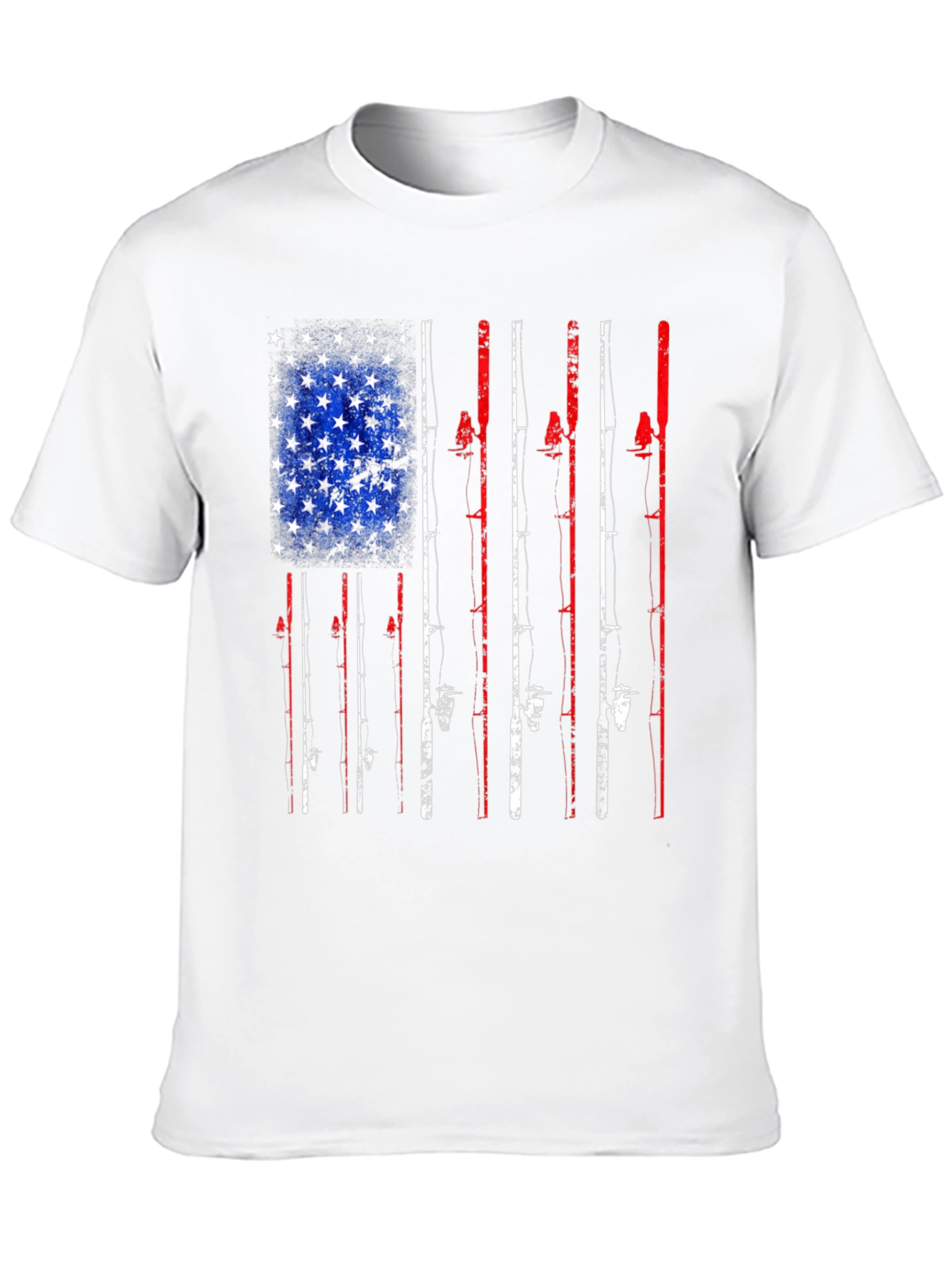 American Flag Fishing Rods Graphic T-Shirt