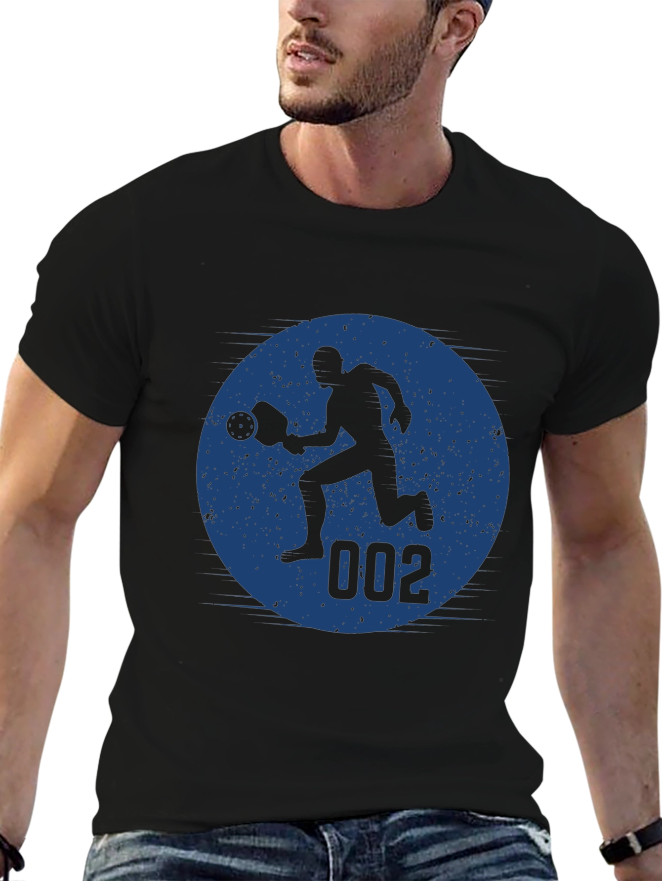 Pickleball Player Graphic Tee - Black Cotton Blend