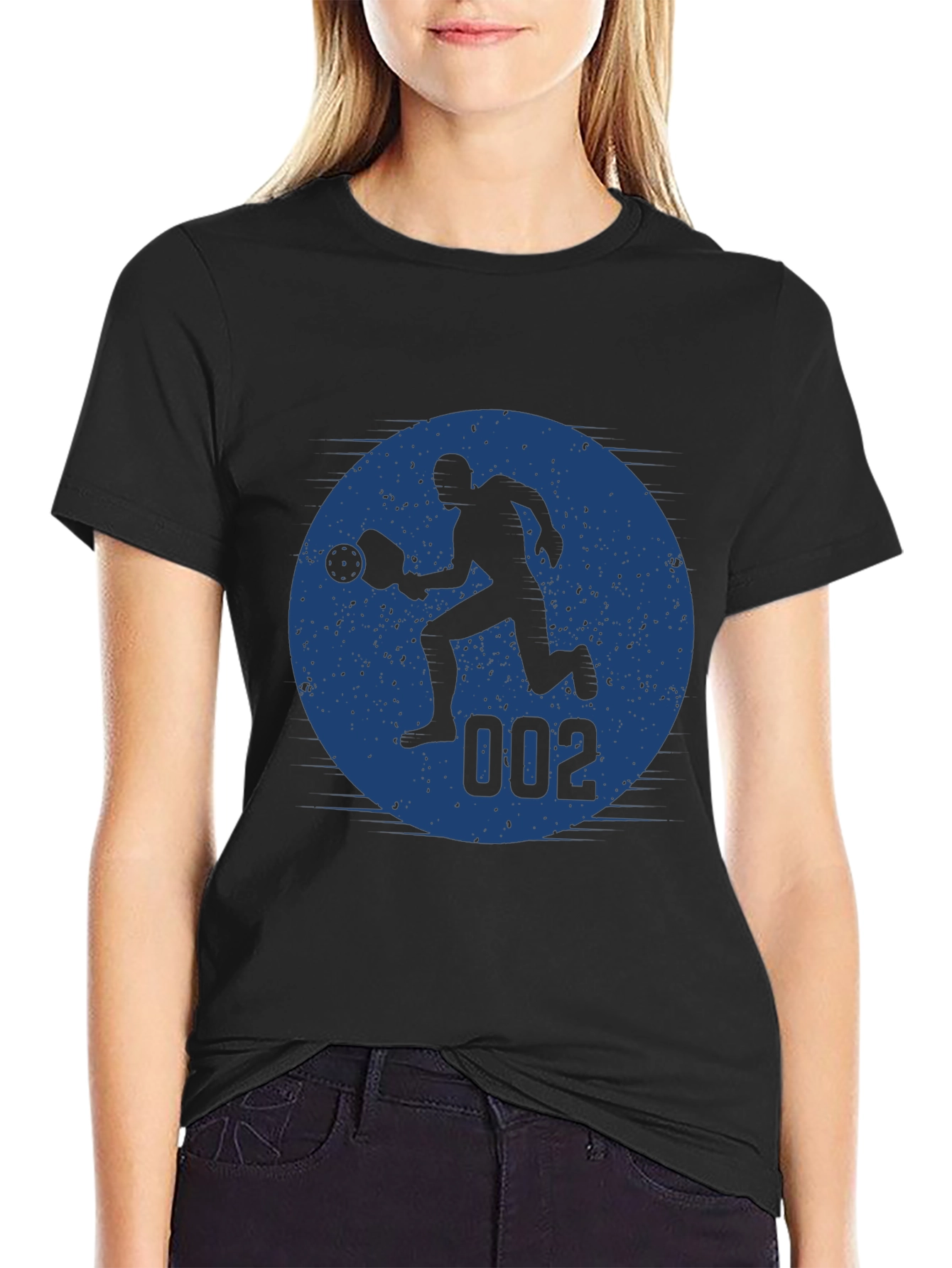 Pickleball Player Graphic Tee - Black Cotton Blend