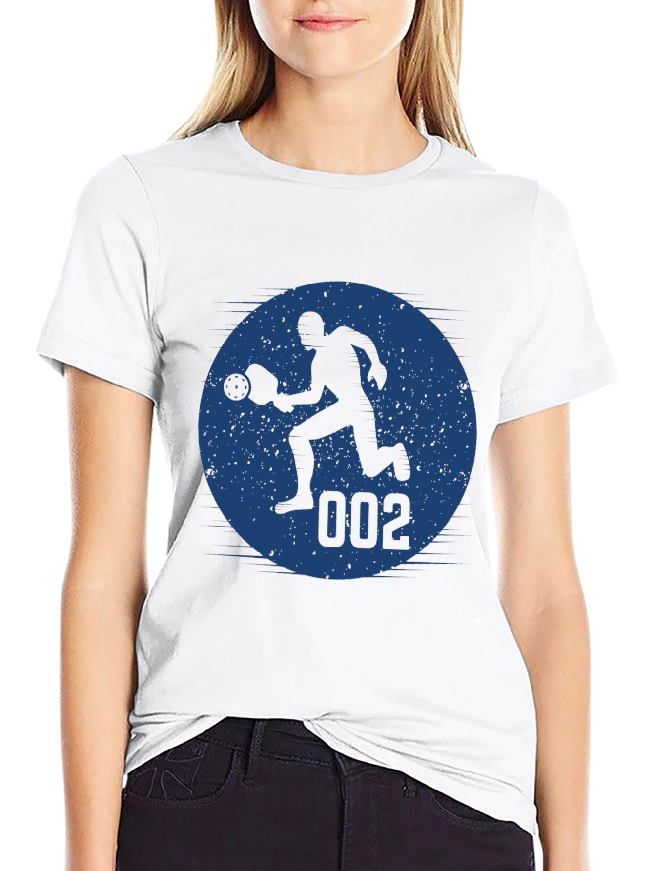 Pickleball Player Graphic Tee - Black Cotton Blend