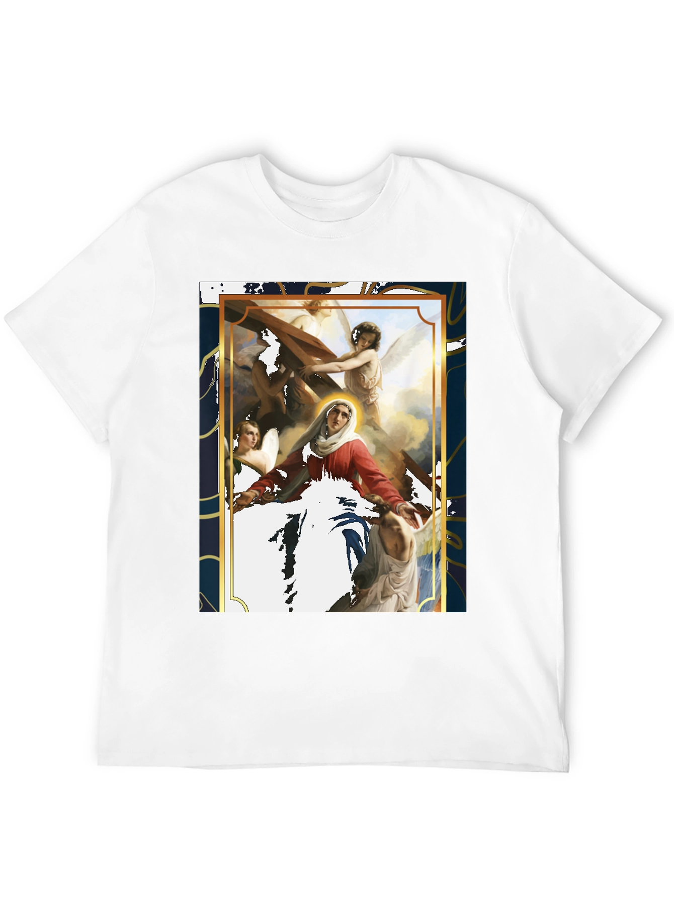 Religious Art Graphic Tee - Black Cotton Blend