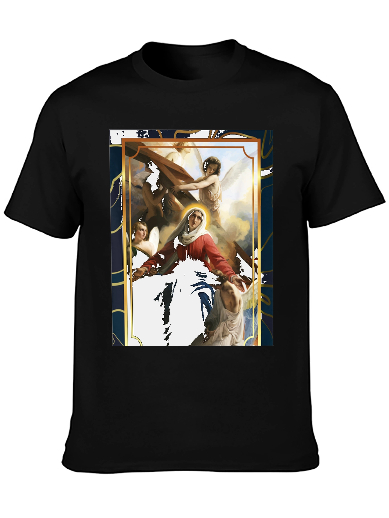 Religious Art Graphic Tee - Black Cotton Blend