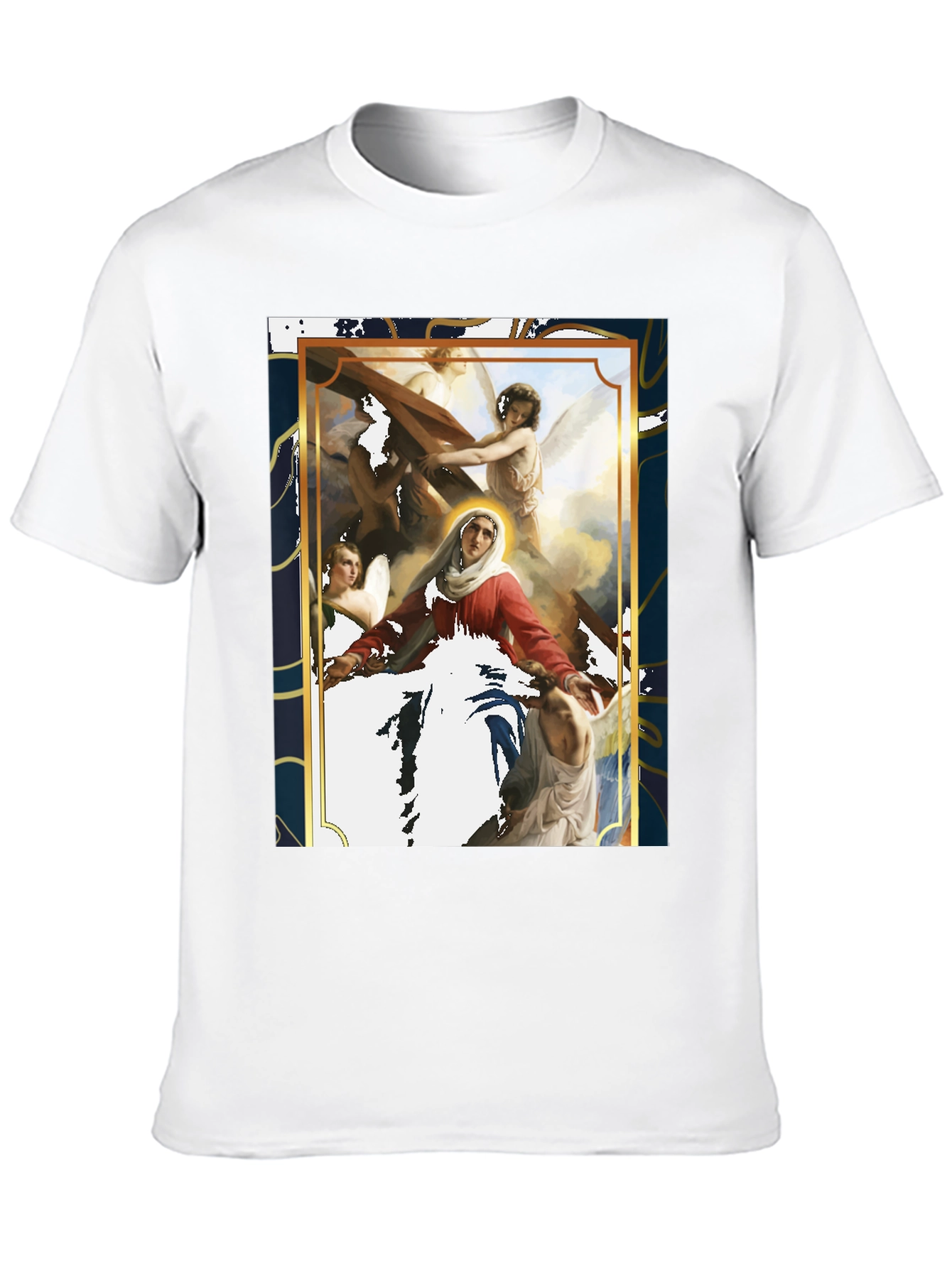Religious Art Graphic Tee - Black Cotton Blend