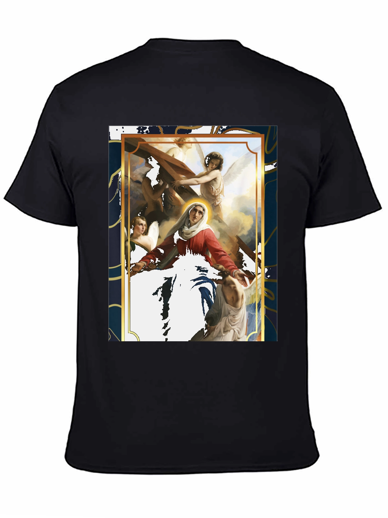 Religious Art Graphic Tee - Black Cotton Blend