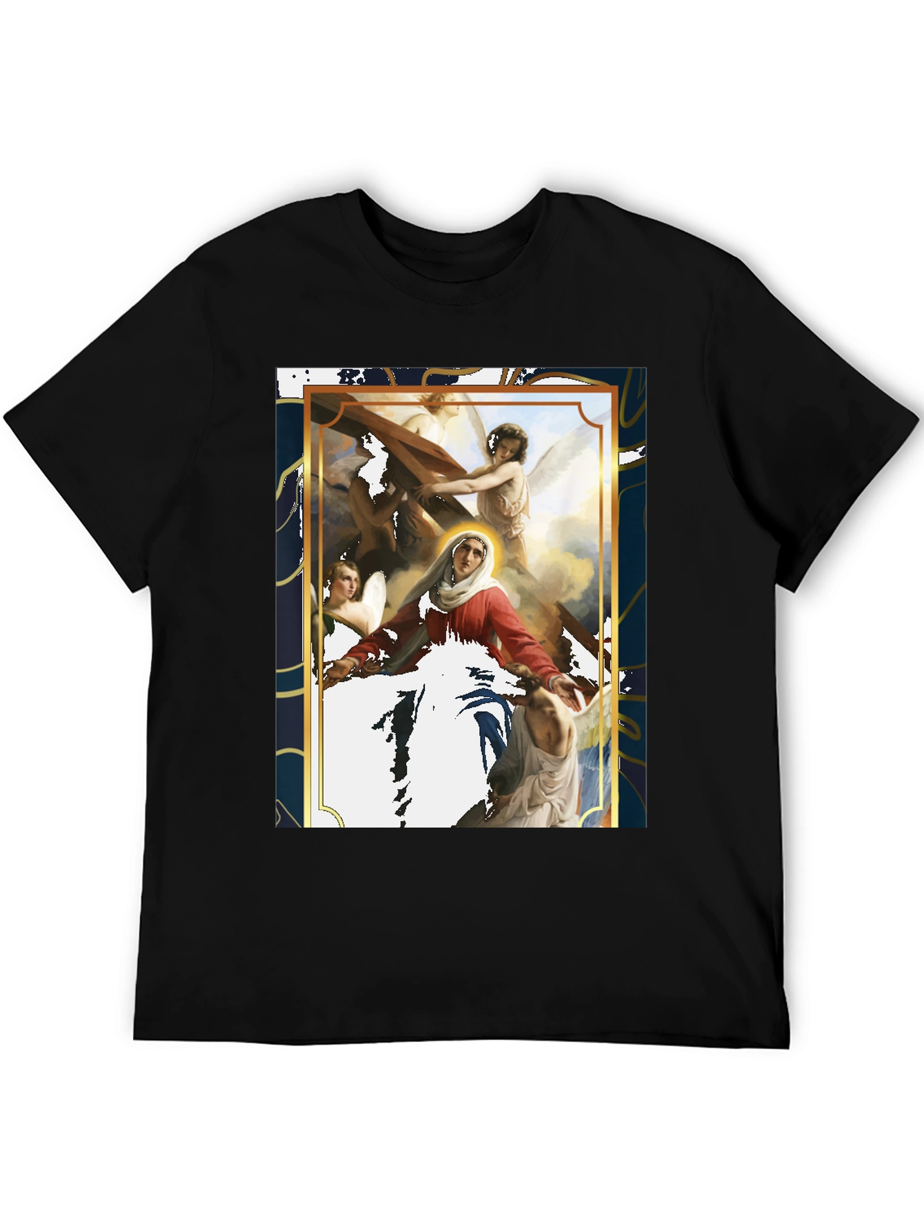 Religious Art Graphic Tee - Black Cotton Blend