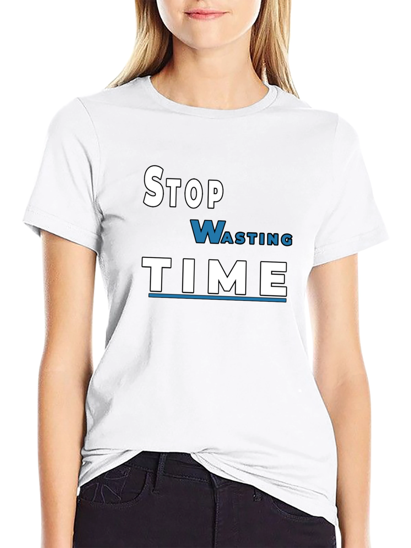 Stop Wasting Time Graphic Tee - Black Cotton T-Shirt