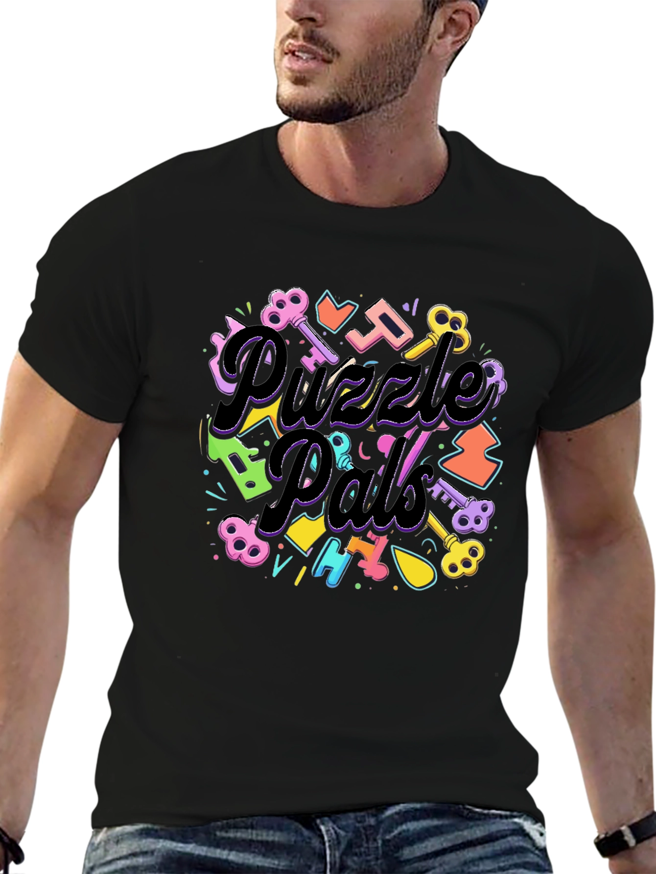 Puzzle Pals Black Graphic Tee