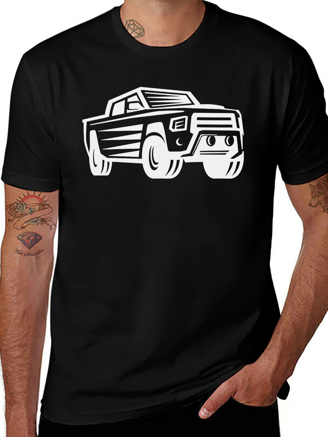 Truck Graphic T-Shirt - Black Cotton Blend