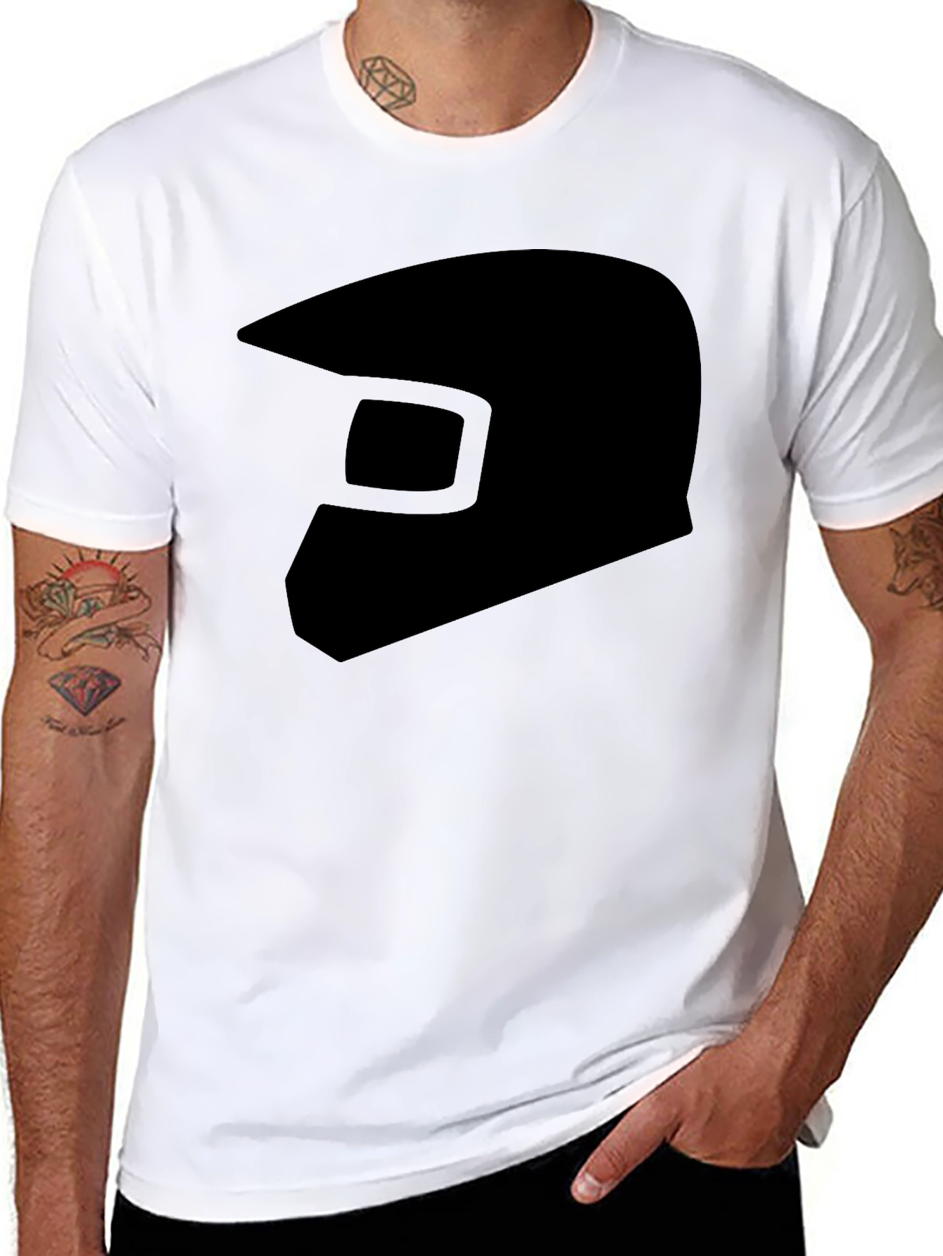 Black Helmet Graphic Tee - Casual Style