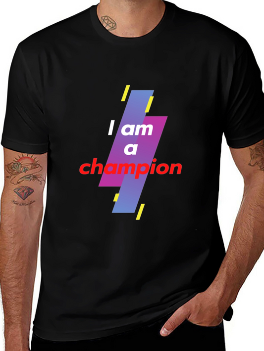 I am a Champion Black Graphic T-Shirt
