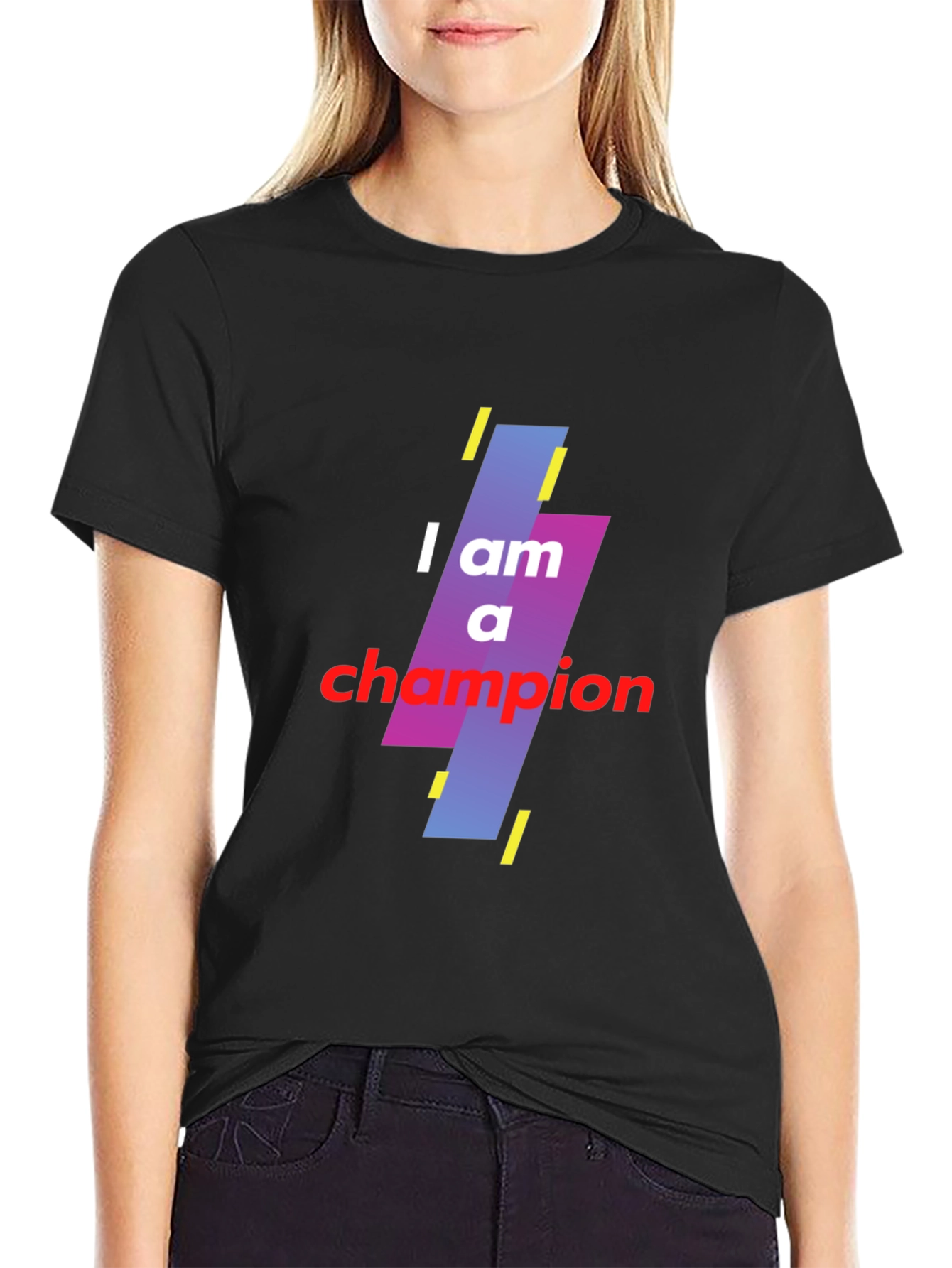 I am a Champion Black Graphic T-Shirt